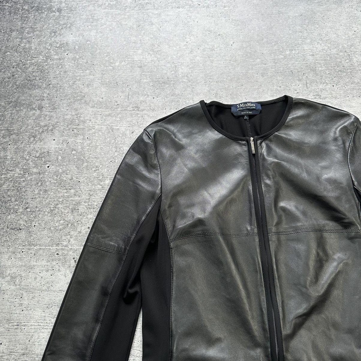 Vintage S Max Mara Leather Soft Combination Viscose Jacket Size L / US 10 / IT 46 - 2 Thumbnail