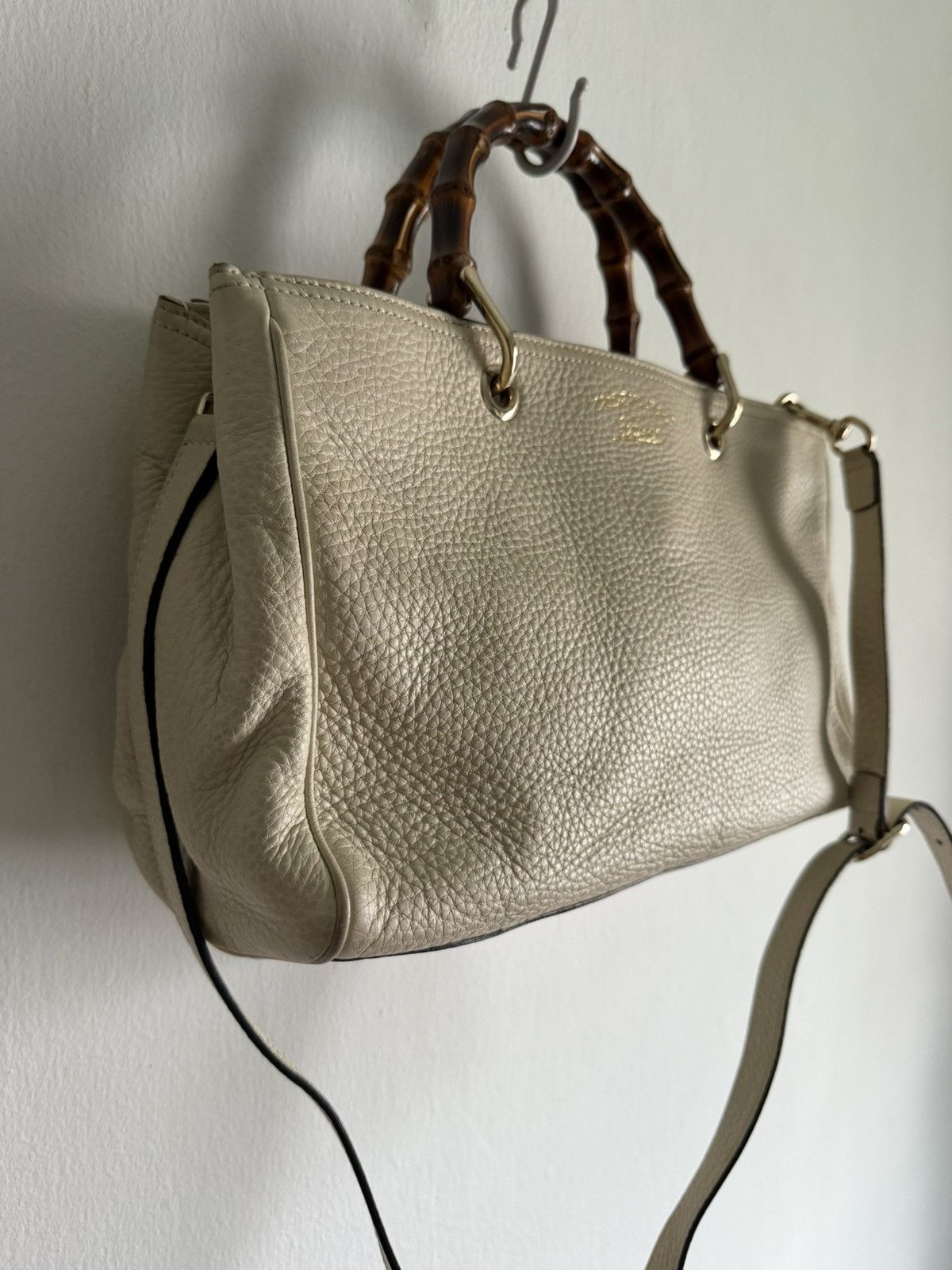 Gucci Gucci Bamboo Shopper Pebbled Leather 2 way Small Size ONE SIZE - 6 Thumbnail