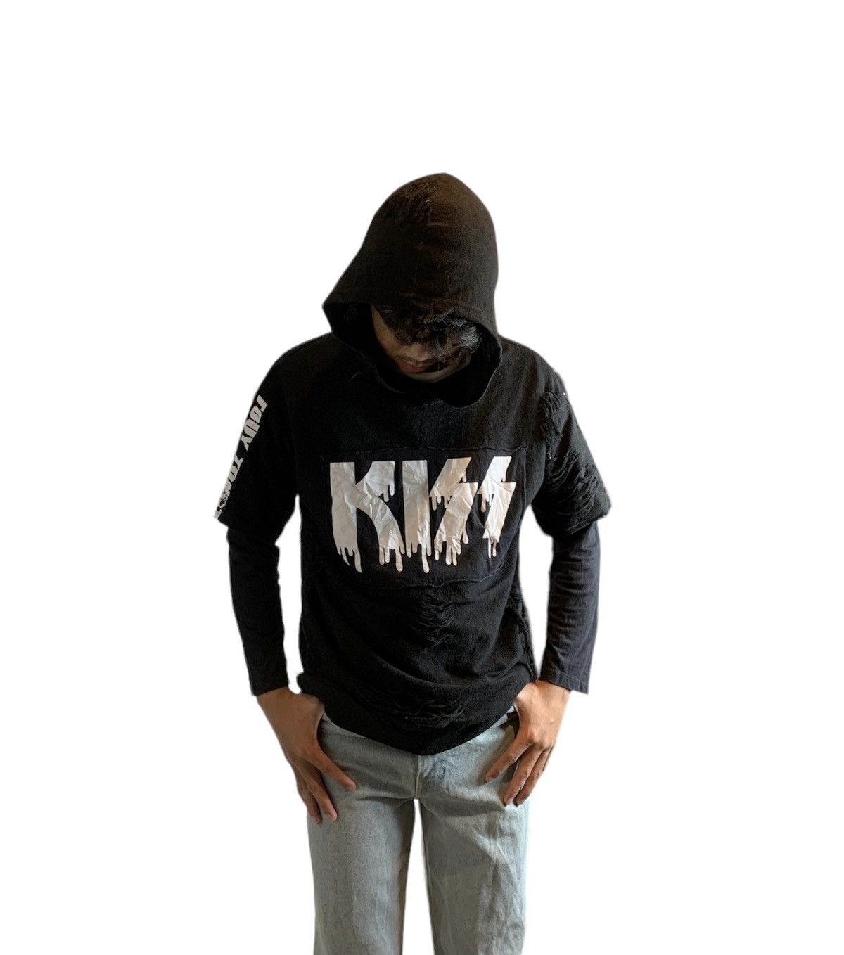 Japanese Brand × Yasuyuki Ishii Double layer Y2k destroyed distressed hoodie Size US M / EU 48-50 / 2 - 6 Thumbnail