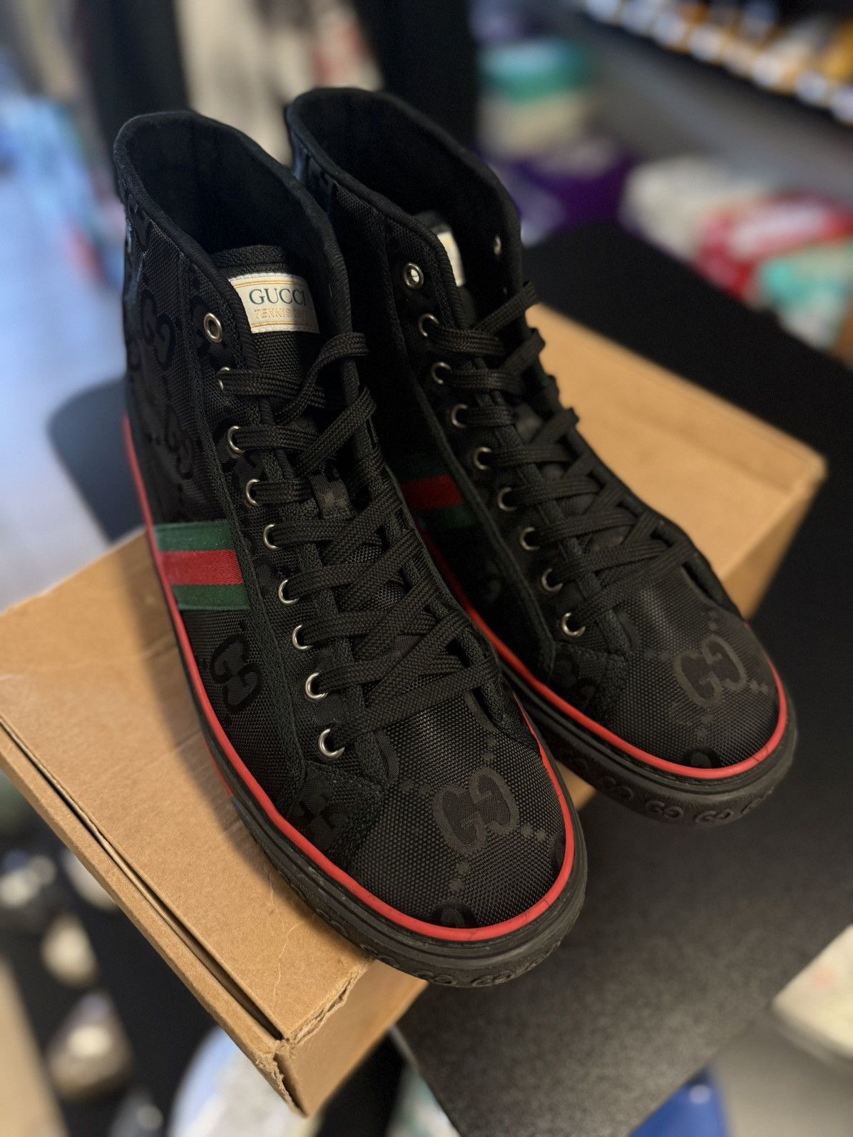 Gucci Gucci High Top Black Tennis Sneakers Size 10G/10.5US Size US 10.5 / EU 43-44 - 14 Thumbnail