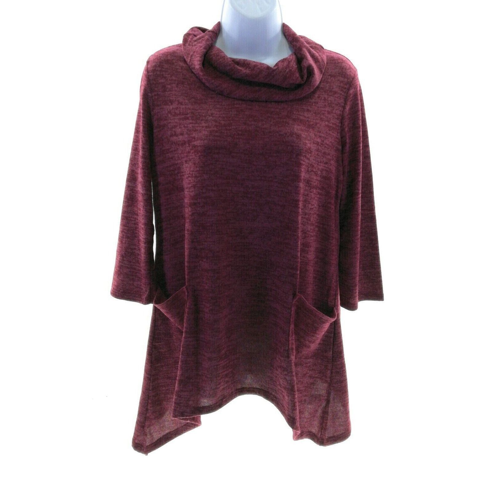 Other Amana Apparel Cranberry Cowl Neck Asymmetric Hem Top Small Size S / US 4 / IT 40 - 1 Thumbnail