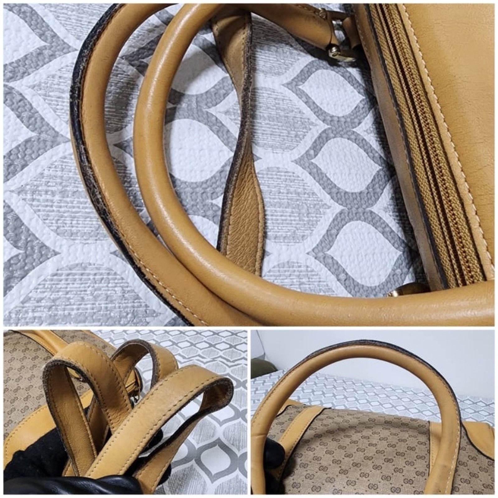 Gucci GUCCI Vintage Canvas Leather Boston GG Monogram Satchel BagB Size ONE SIZE - 8 Thumbnail