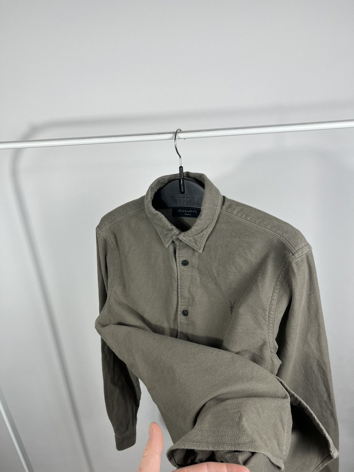 Allsaints AllSaints Khaki Button Up Shirt Minimal Logo Size XS Size US XS / EU 42 / 0 - 7 Thumbnail