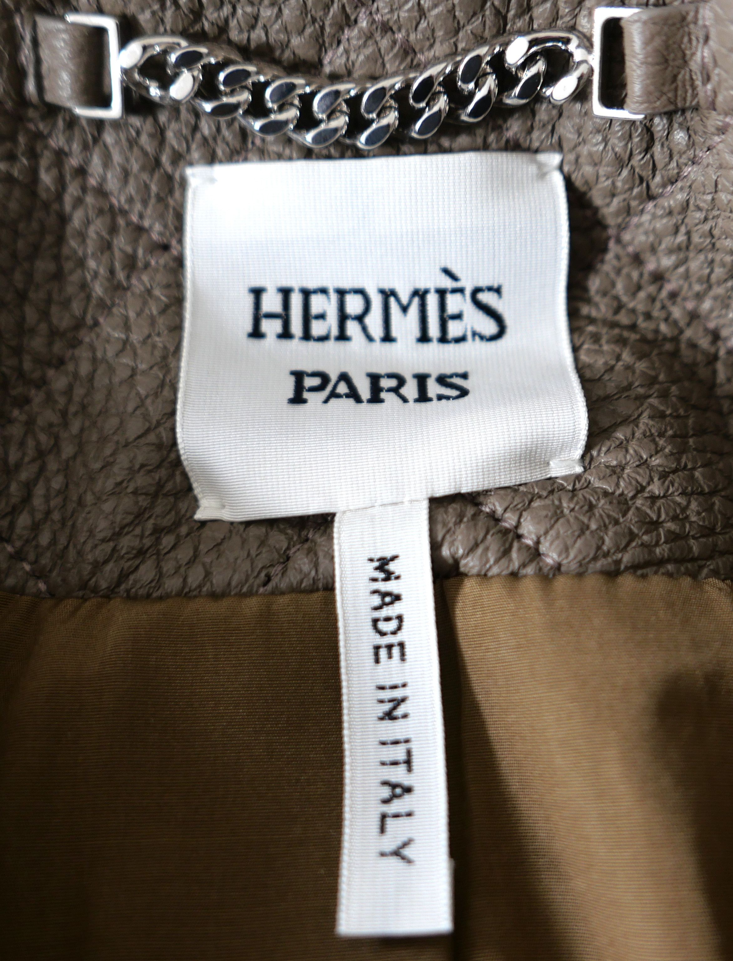 Hermes Hermes Equestrian Deerskin Leather Jacket Quilted Taupe Size S / US 4 / IT 40 - 8 Thumbnail