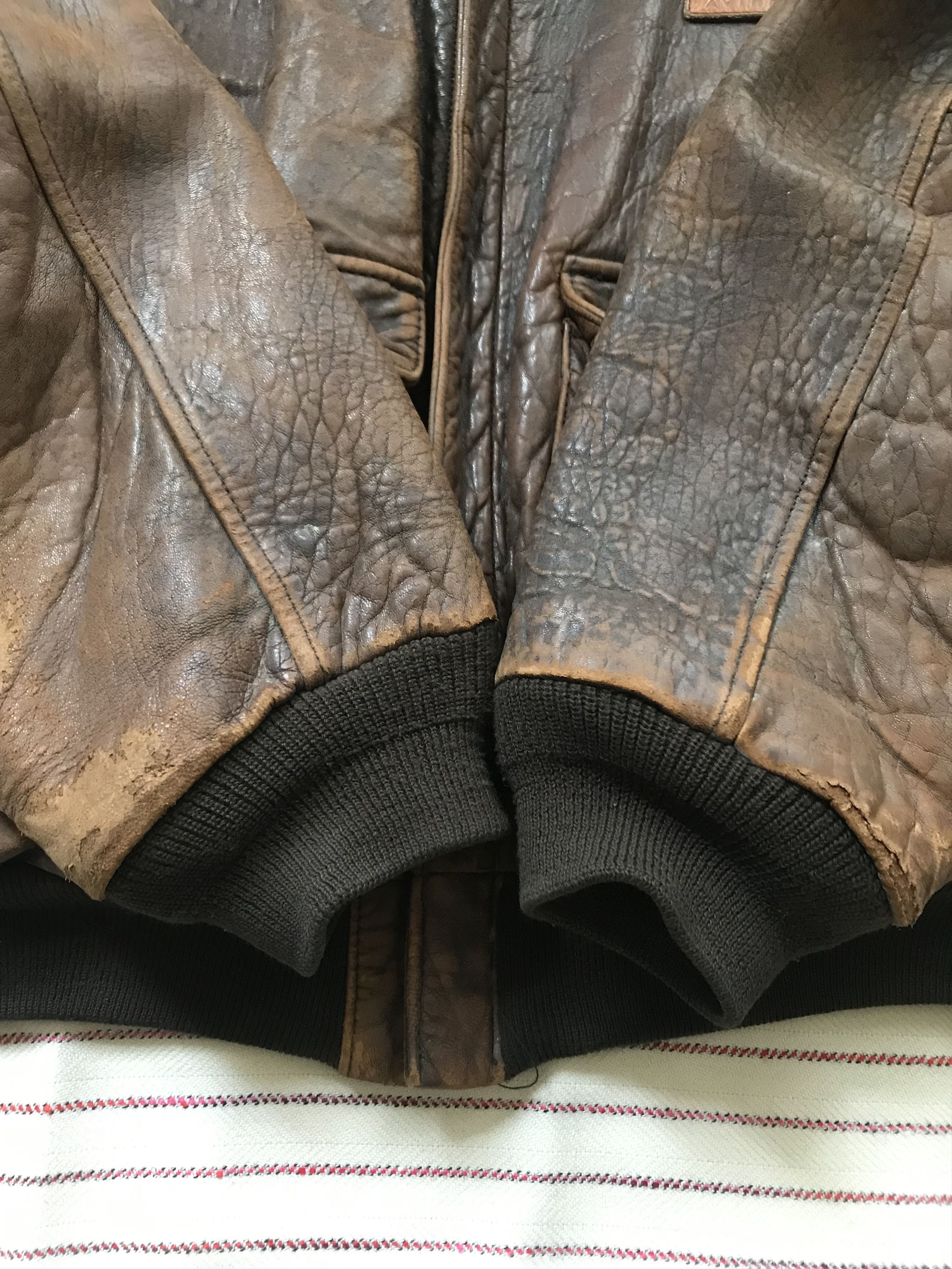 80s Vintage Avirex A2 Flyers Brown Leather Bomber Jacket