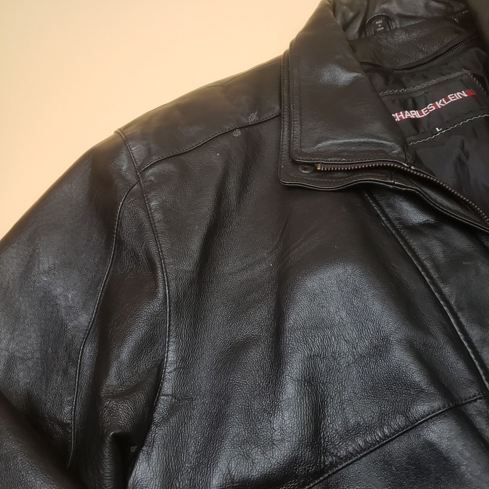 Vintage Charles Klein Leather Bomber Jacket XL Mens Full Zip Biker Size US L / EU 52-54 / 3 - 8 Thumbnail