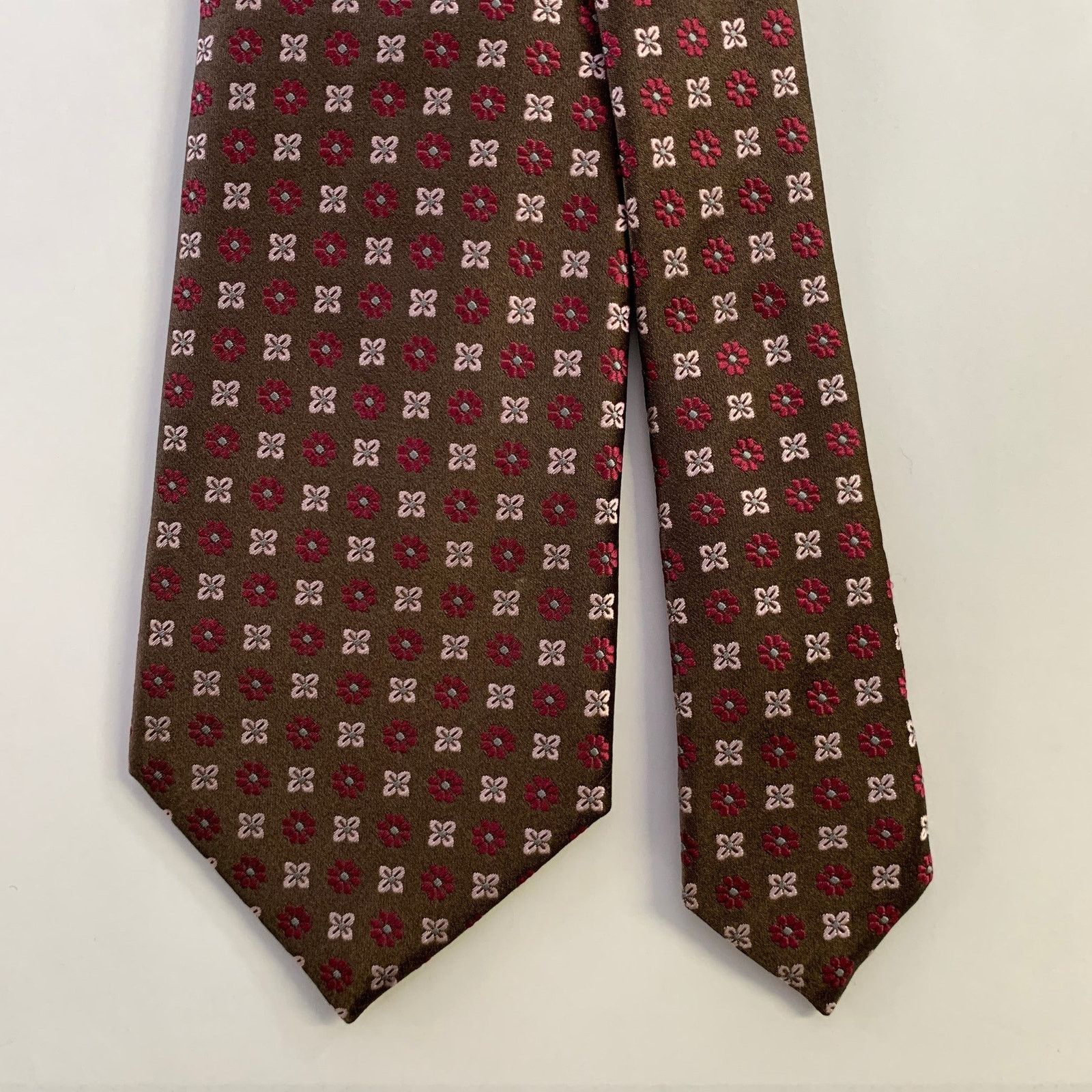 Canali CANALI Brown Purple Floral Silk Tie Size ONE SIZE - 1 Thumbnail
