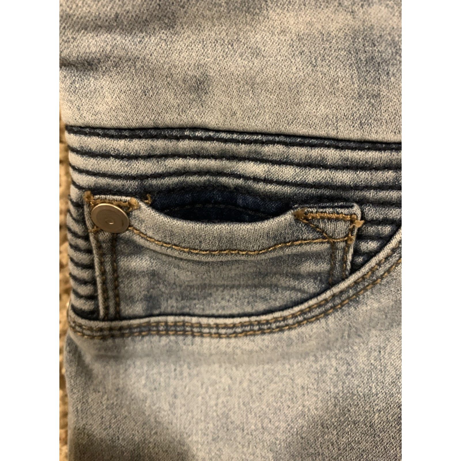 Vintage Tribal Jeans Pants 10 Blue Stretch Pull-On Ankle Crop Tapered Moto Tribal 31x25 Women Size 32" / US 10 / IT 46 - 4 Thumbnail