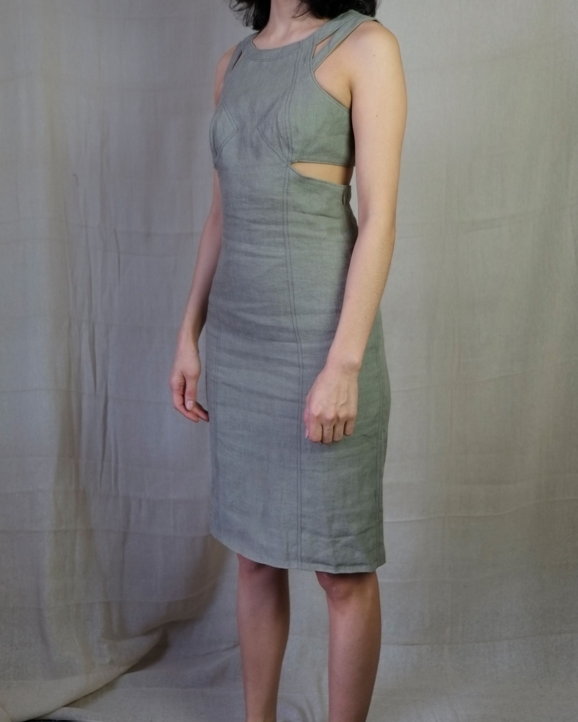 Proenza Schouler Proenza Schouler Grey cotton segmented midi dress Size XS / US 0-2 / IT 36-38 - 2 Thumbnail