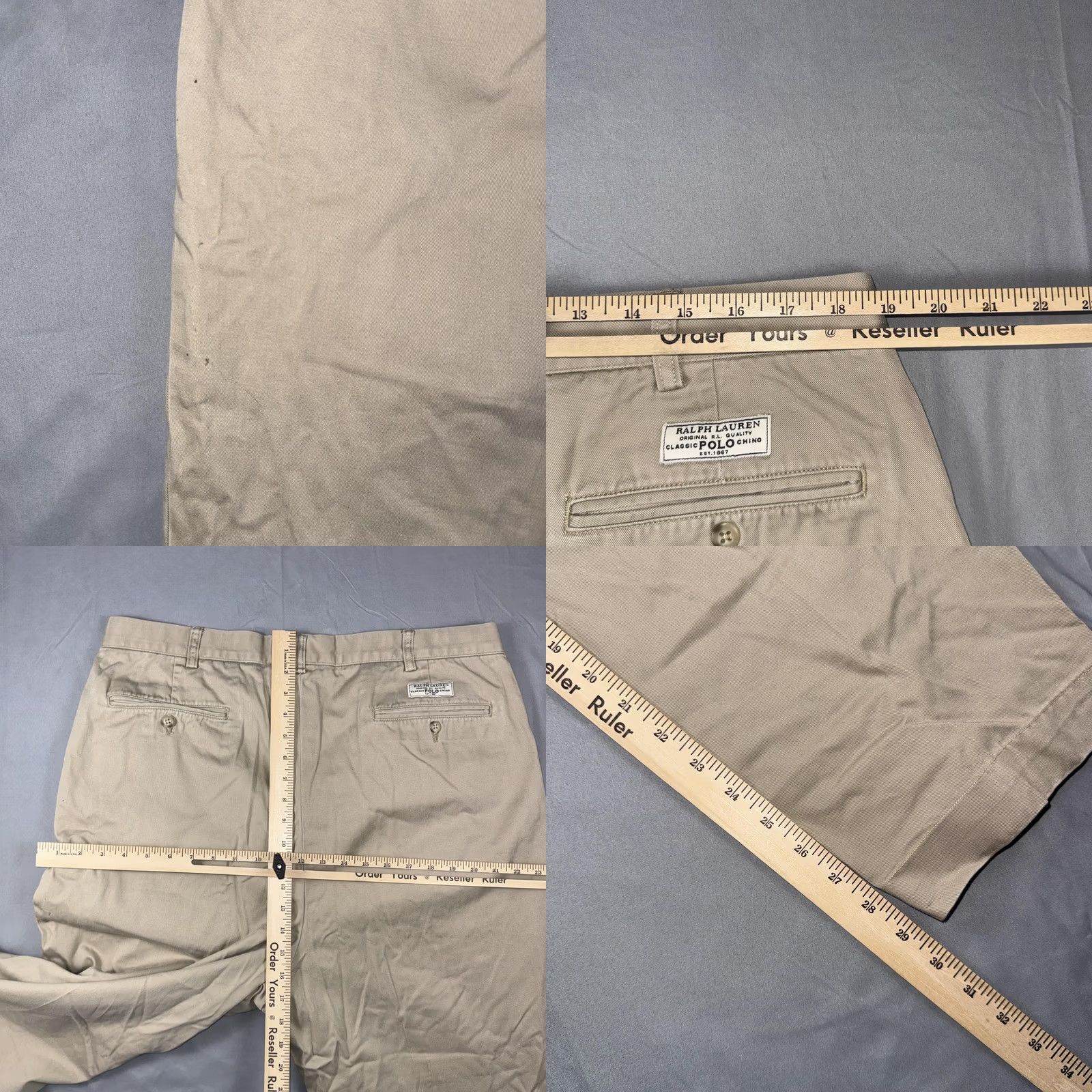 Polo Ralph Lauren Polo Ralph Lauren Andrew Pants Mens 40x36 Beige Pleated Cargo Chino Classic Fit Size US L / EU 52-54 / 3 - 8 Thumbnail