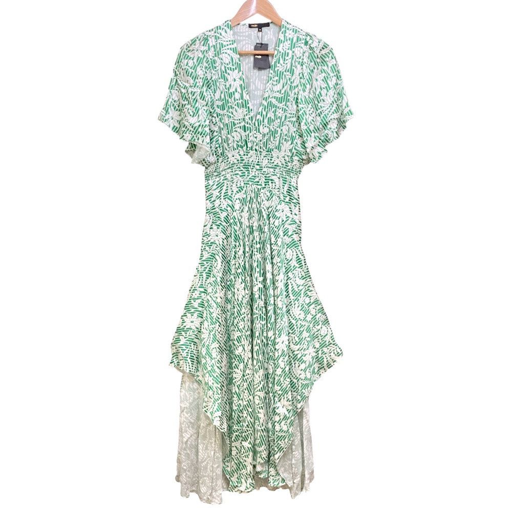 maje chiffon maxi dress Maje Open Back Maxi Dress Rachelli Blue Floral Print Chiffon Size 36 NEW