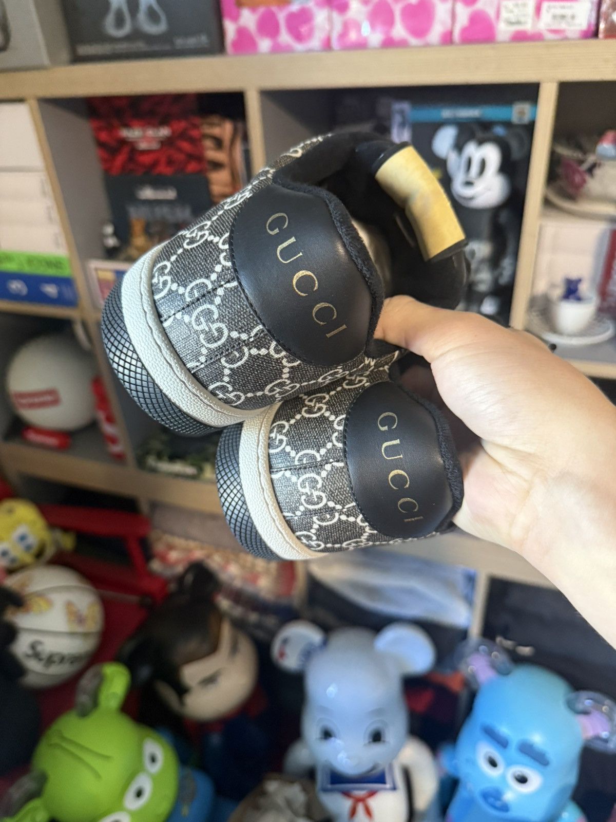 Gucci Gucci Black/Grey Monogram Screen Sneakers Size US 9 / EU 42 - 3 Thumbnail