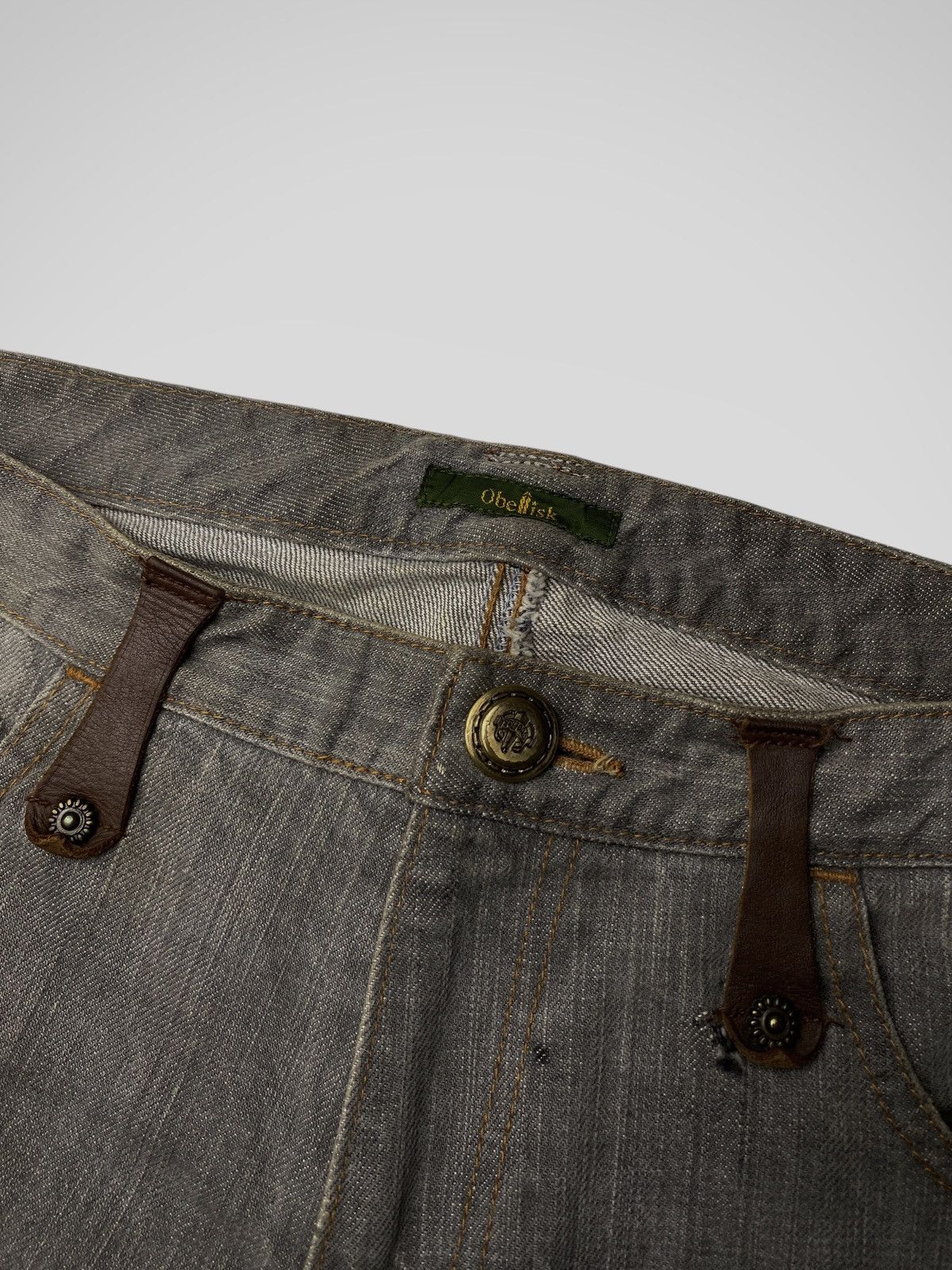 Le Grande Bleu (L.G.B.) 2000's Obelisk Leather Artisanal Flared Jeans Size US 28 / EU 44 - 5 Thumbnail