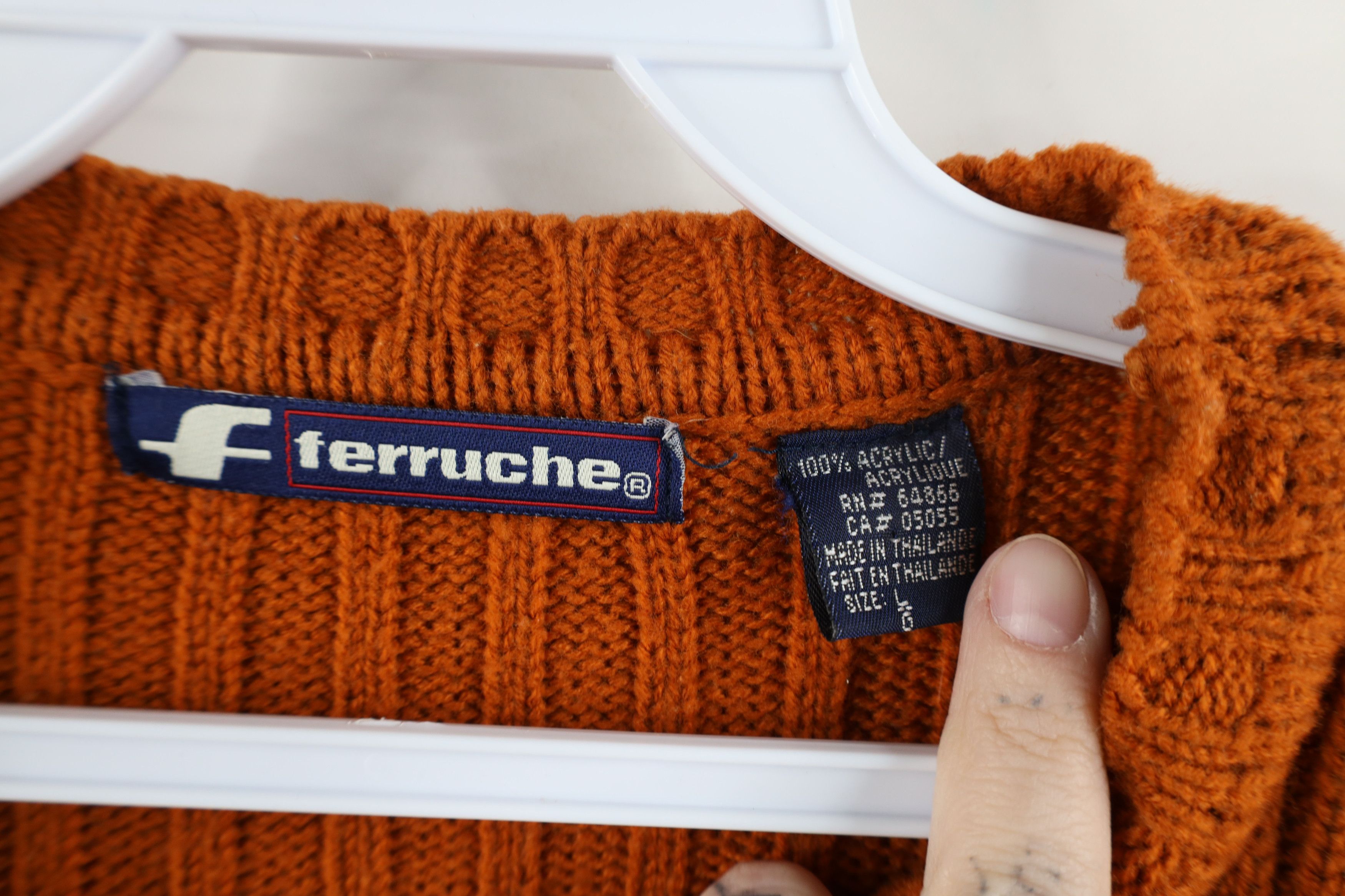 Vintage Vintage 90s Streetwear Ribbed Knit Sweater Burnt Orange Size US L / EU 52-54 / 3 - 6 Thumbnail