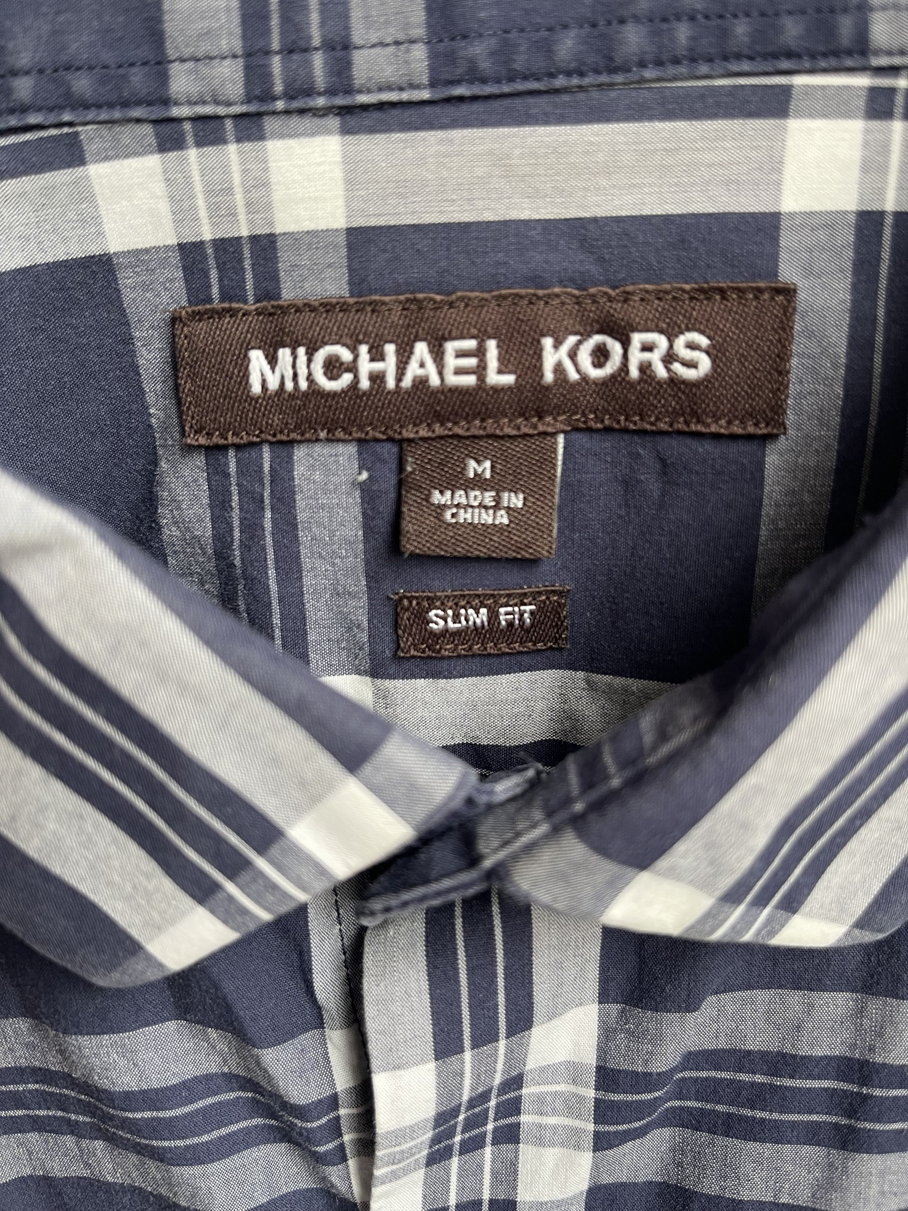 Michael Kors Blue Plaid Button Down Shirt Size 38R - 3 Thumbnail