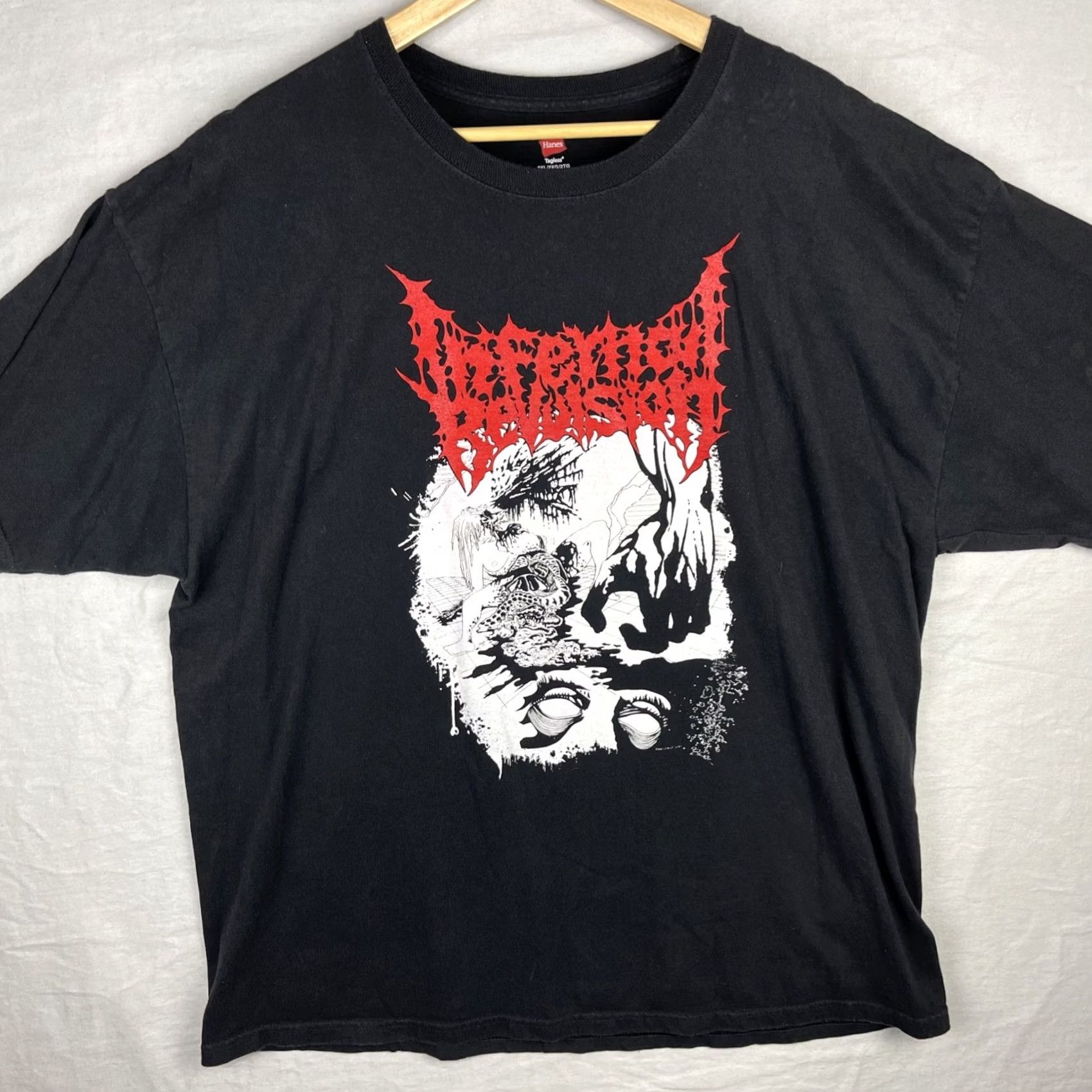 Hanes Infernal Revulsion Shirt Mens 2XL Black Dead But Breathing Death Metal Tokyo Hanes Shirt Mens T-Shirt Band Grunge Horror Metal 2XL Black Men Size US XXL / EU 58 / 5 - 2 Thumbnail