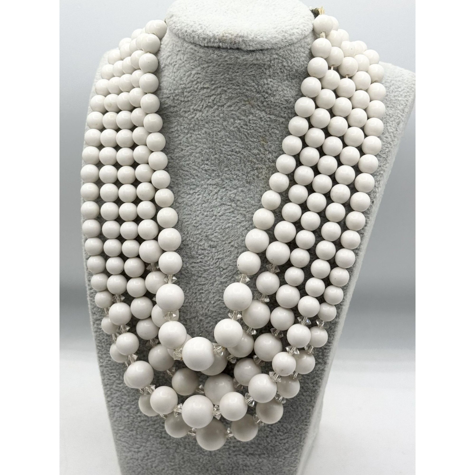 Vintage Vintage five strand crystal white beaded necklace Size ONE SIZE - 2 Thumbnail