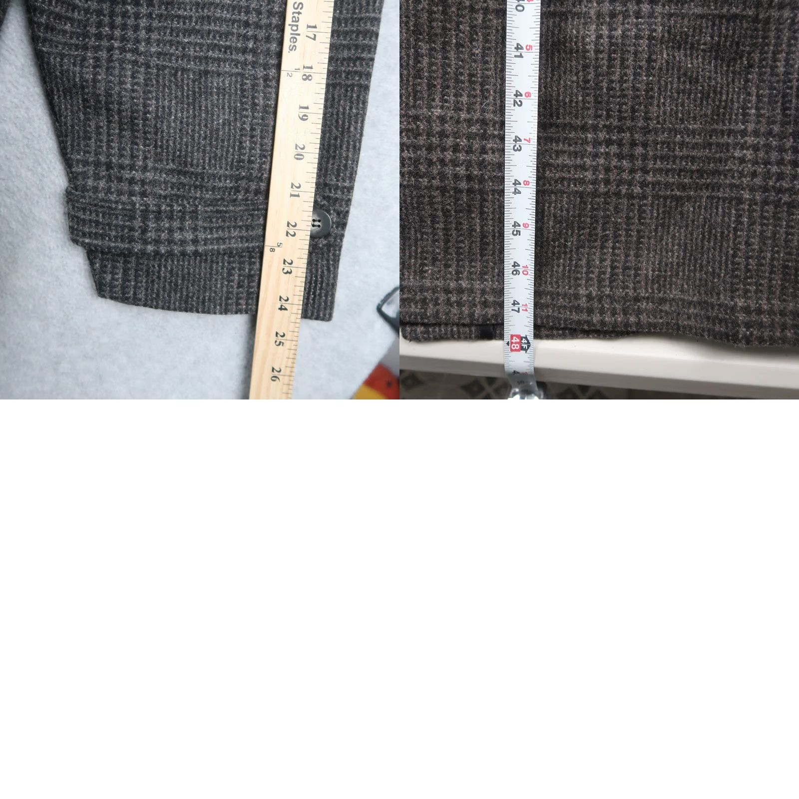 Eddie Bauer VTG Eddie Bauer Wool Tweed Glen Plaid Leather Collar Overcoat Trench Coat Mens L Size US L / EU 52-54 / 3 - 8 Thumbnail