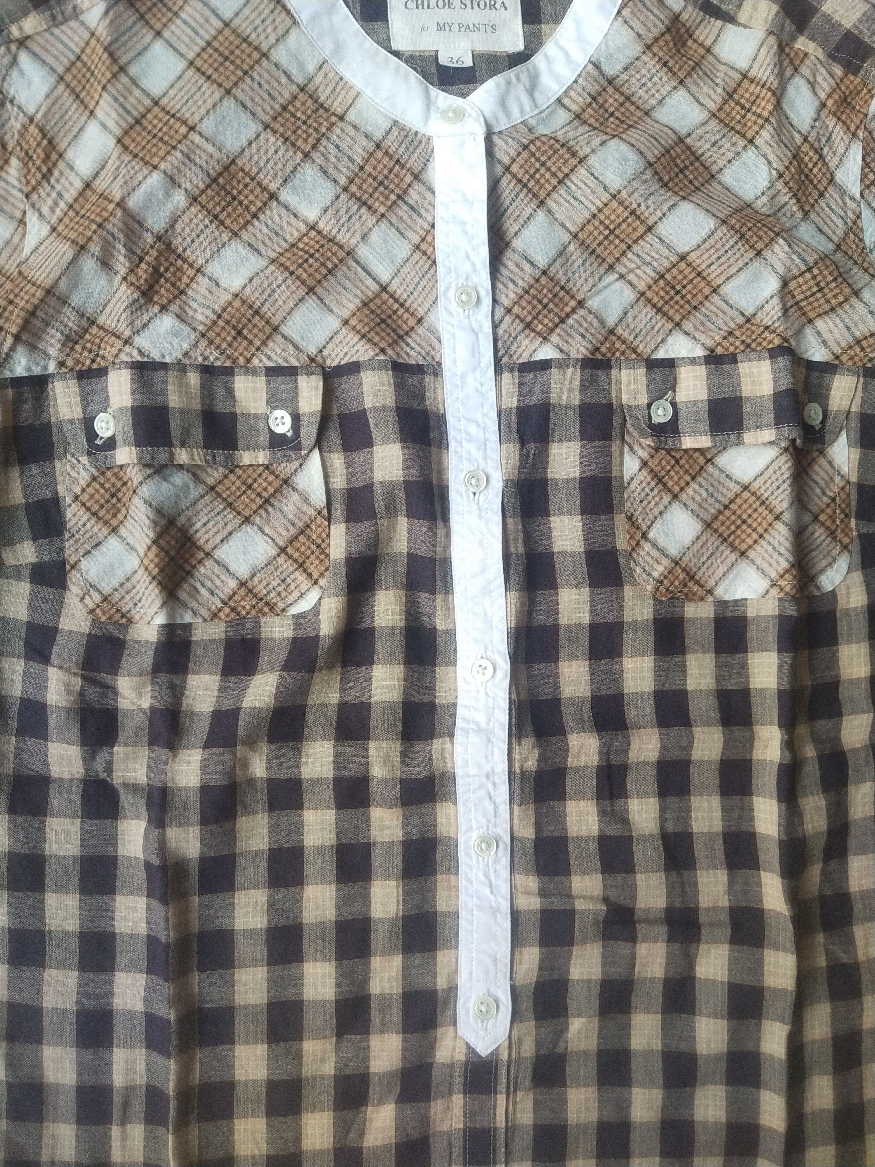 Chloe Chloe Stora Paris Mixed Plaid Band Collar Shirt Portugal Size M / US 6-8 / IT 42-44 - 2 Thumbnail