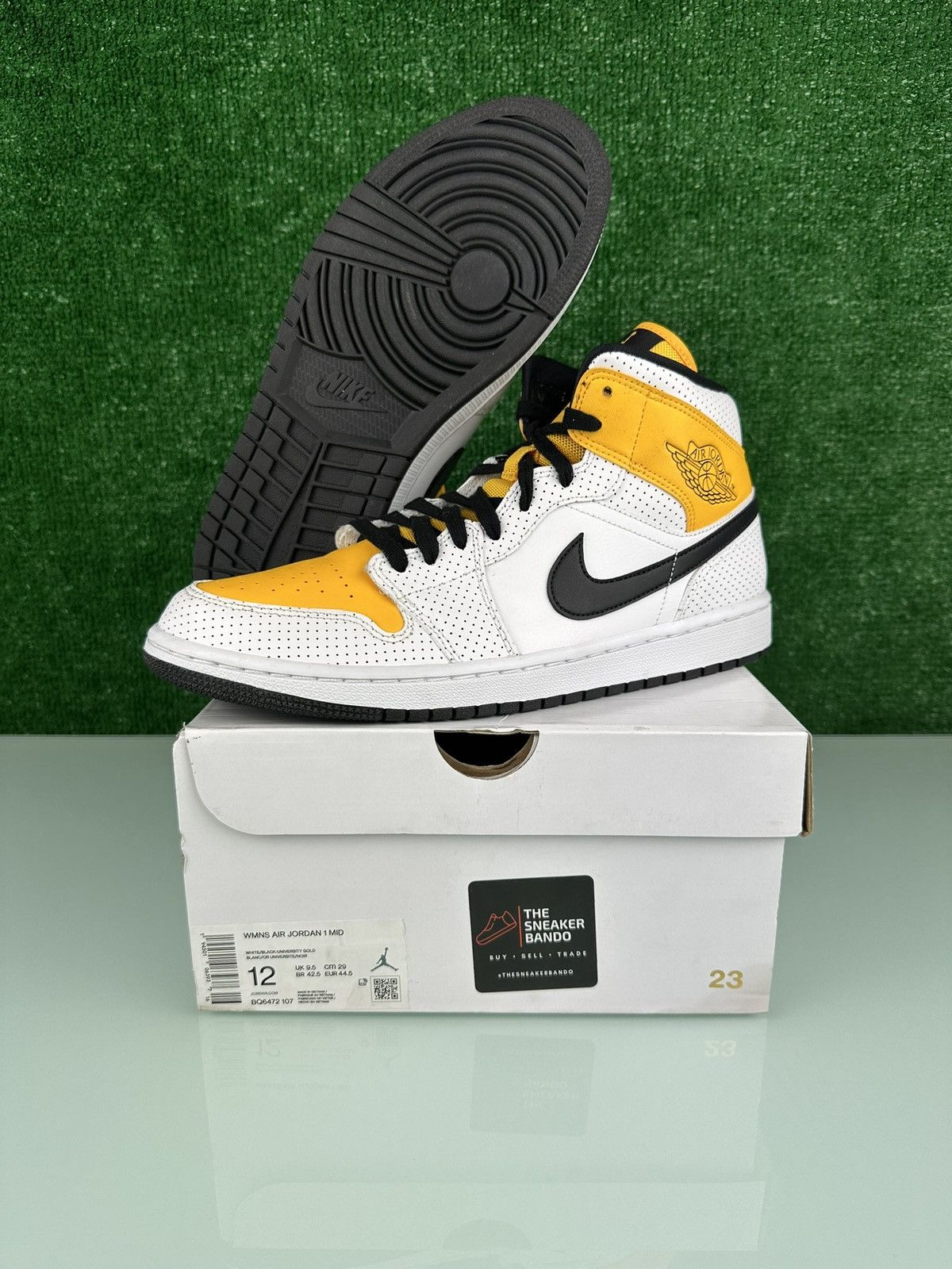 Jordan Brand Air Jordan 1 Mid Perforated - White University Gold W Size US 10.5 / EU 43-44 - 1 Thumbnail