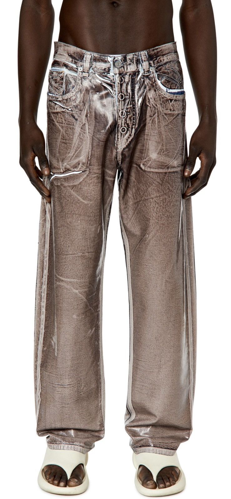 image of Diesel Liquid Metal Brown Straight Jeans 2010 D-Macs 068Ei, Men's (Size 30)