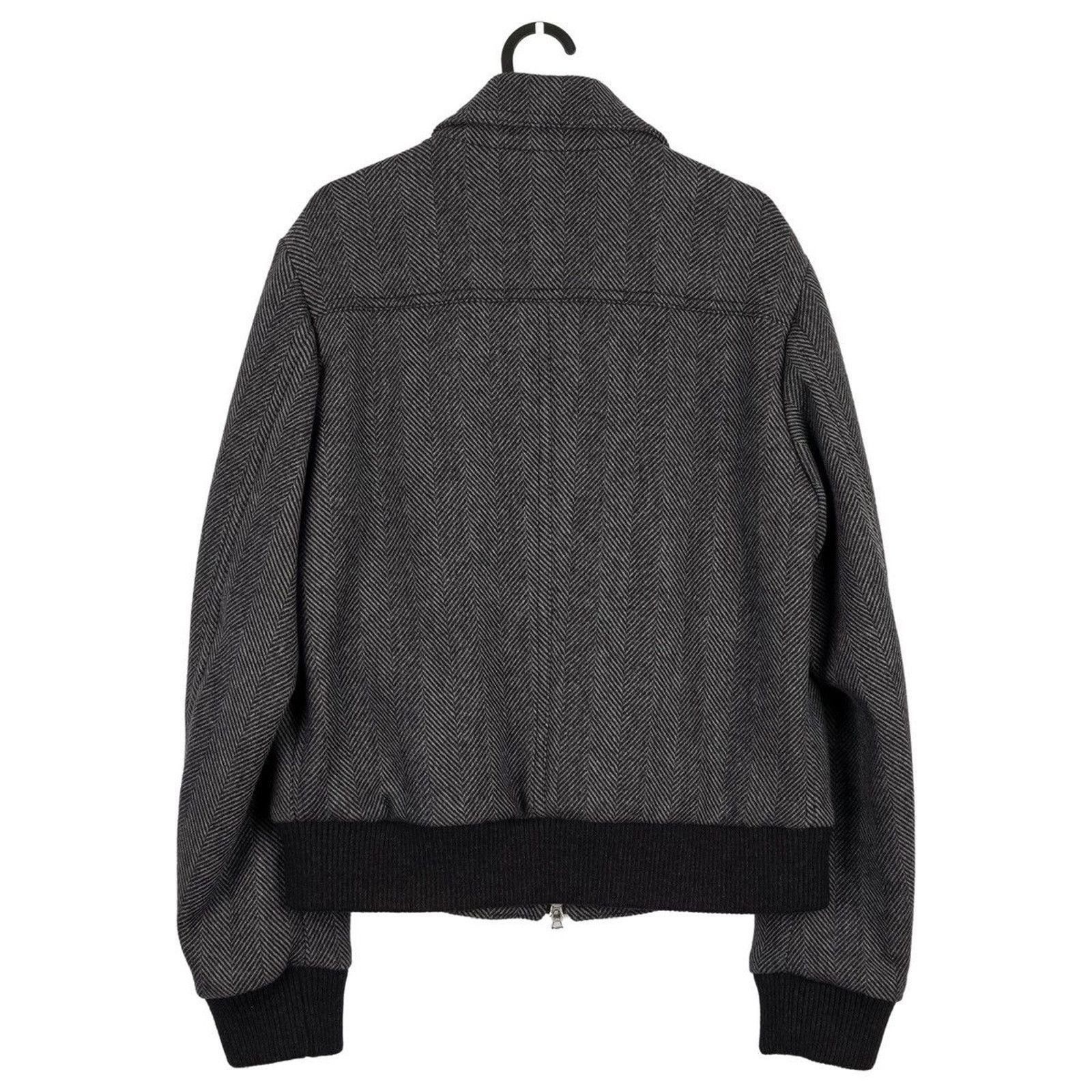 Dries Van Noten Dries Van Noten Mens Herringbone Wool Gray Zip Bomber Jacket Size US L / EU 52-54 / 3 - 2 Thumbnail