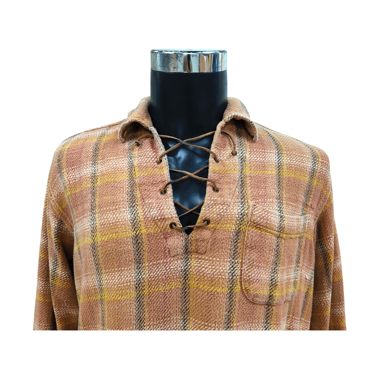 Japanese Brand Sharkey's Che-st Plaid Lace Pull-Over Flannel Shirts Size US L / EU 52-54 / 3 - 2 Thumbnail