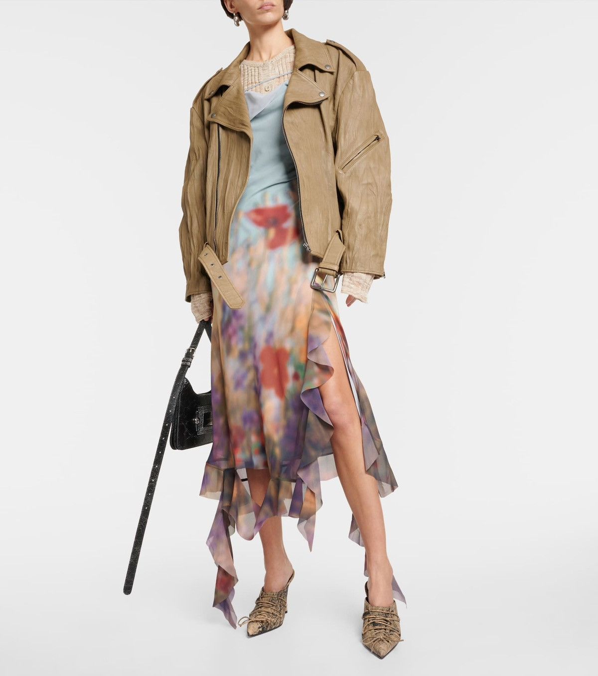 Acne Studios Linor oversized belted leather jacket