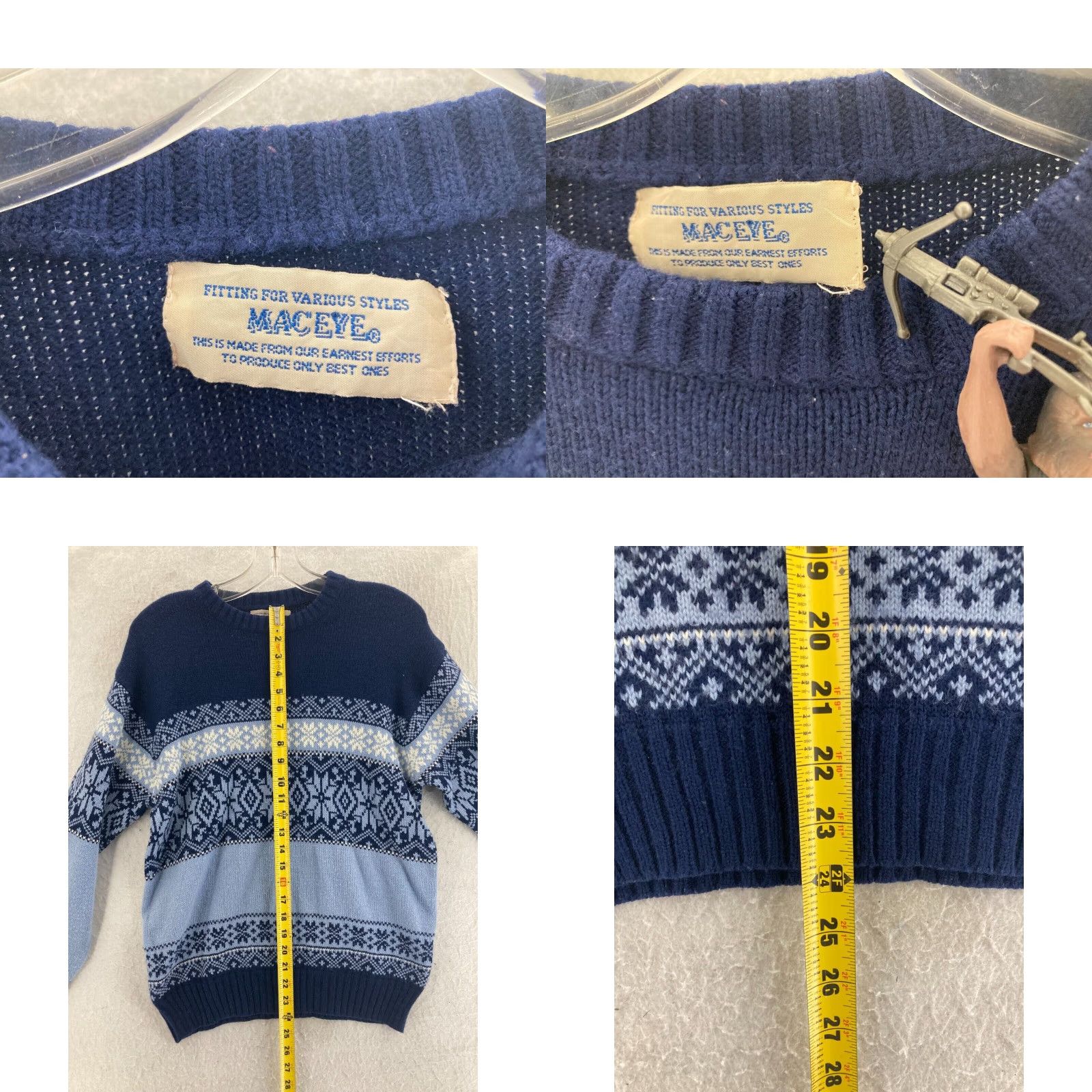 Vintage Mac Eye Blue Christmas Sweater Womens Large Pullover Size L / US 10 / IT 46 - 2 Thumbnail