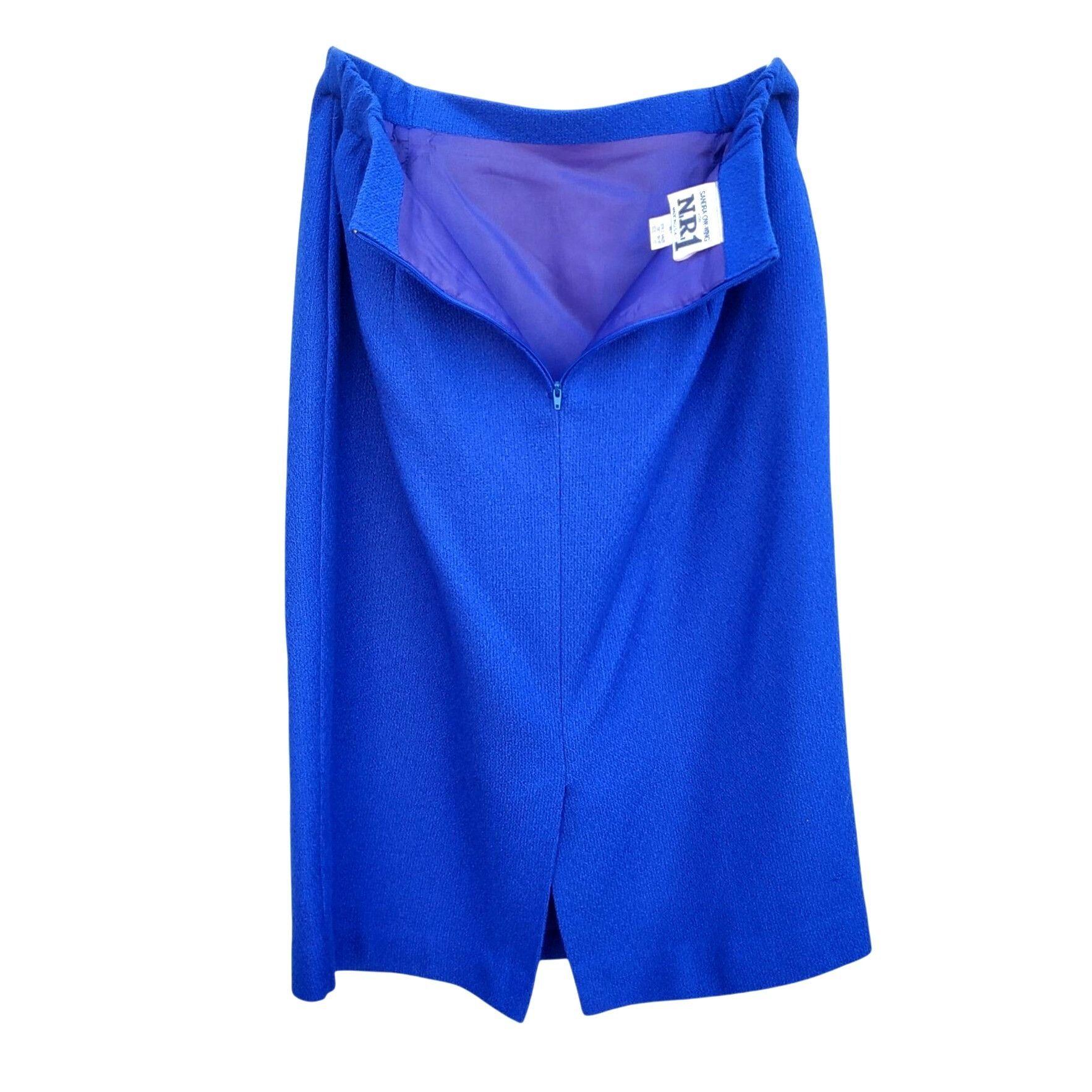 Vintage Vintage 80s Electric Blue Wool Power Skirt Suit L XL Rhinest Size XL / US 12-14 / IT 48-50 - 12 Thumbnail