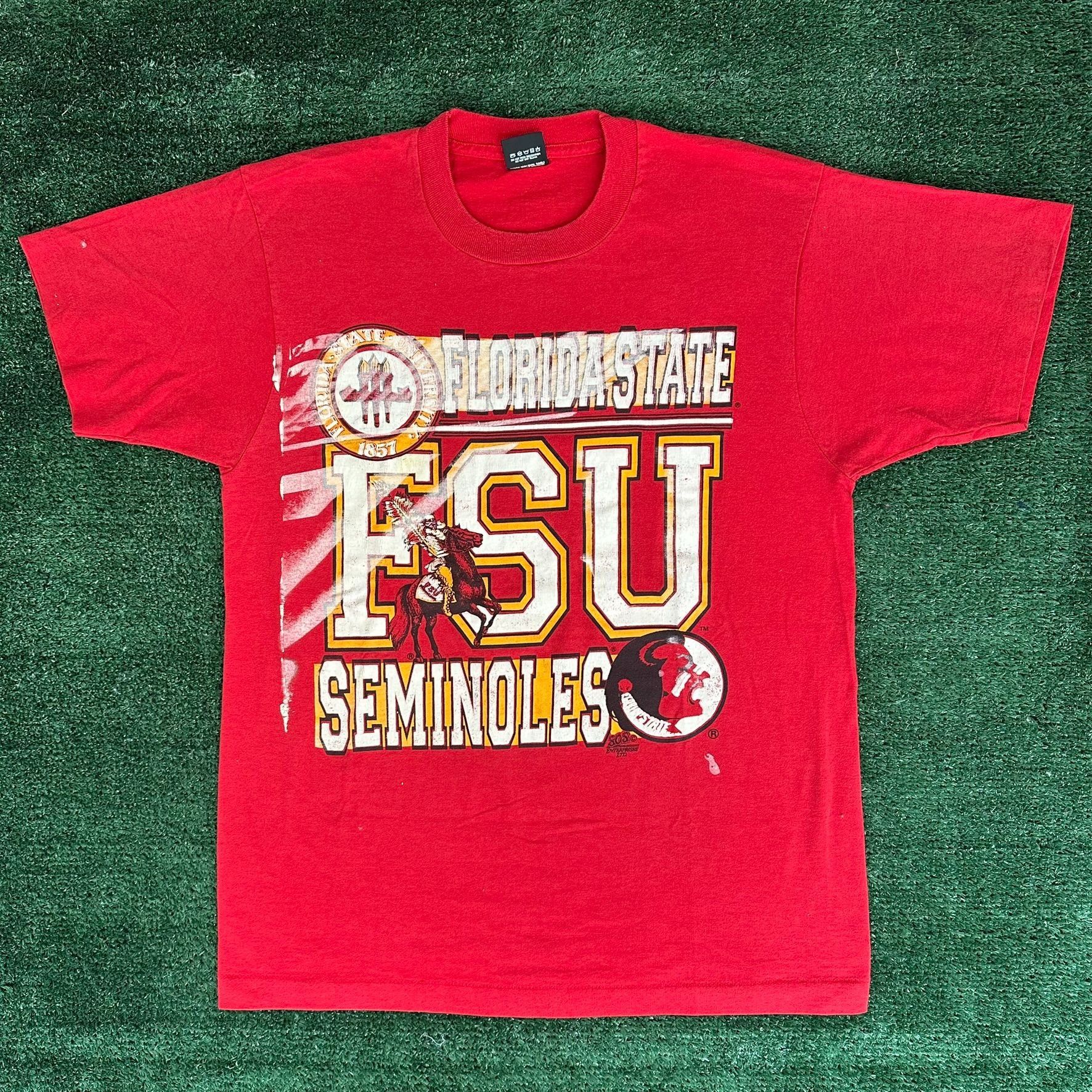 Vintage Vintage 90s Florida State Seminoles T-Shirt Single Stitch FS Size US L / EU 52-54 / 3 - 1 Thumbnail