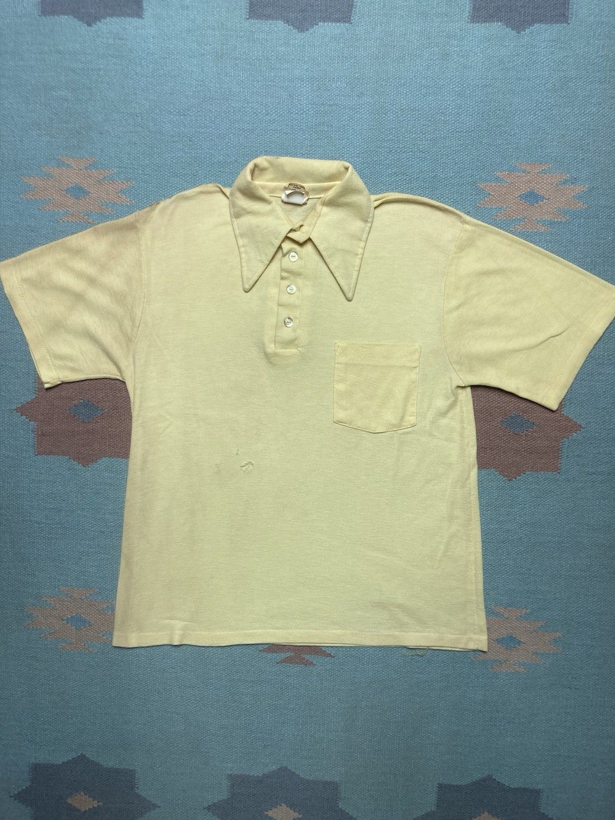Vintage 70s polo shirt light pale yellow Mojave California medium Size US M / EU 48-50 / 2 - 1 Thumbnail