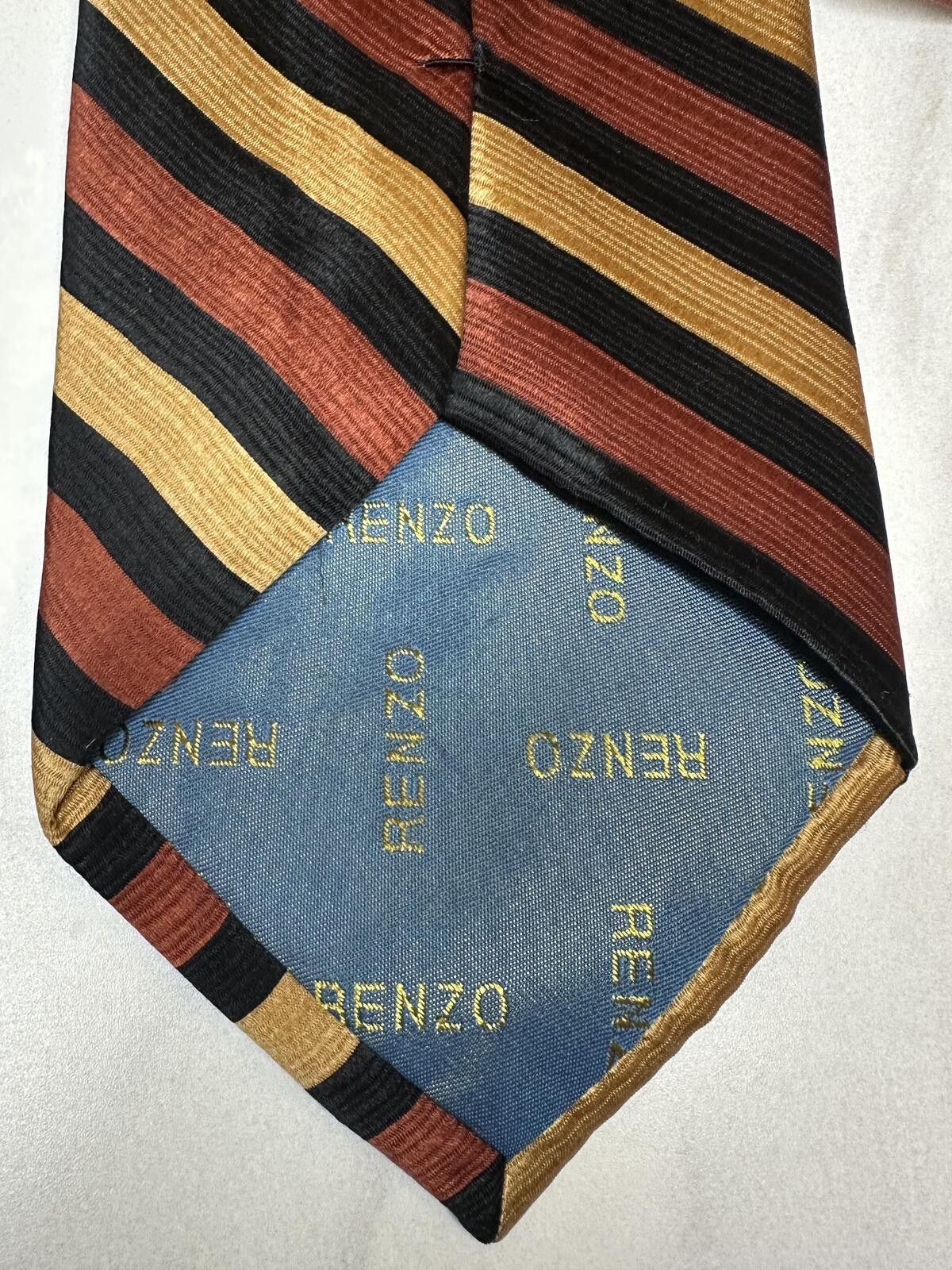 Other Renzo 100% silk tie gold/rust/black diagonal stripe Size ONE SIZE - 3 Thumbnail
