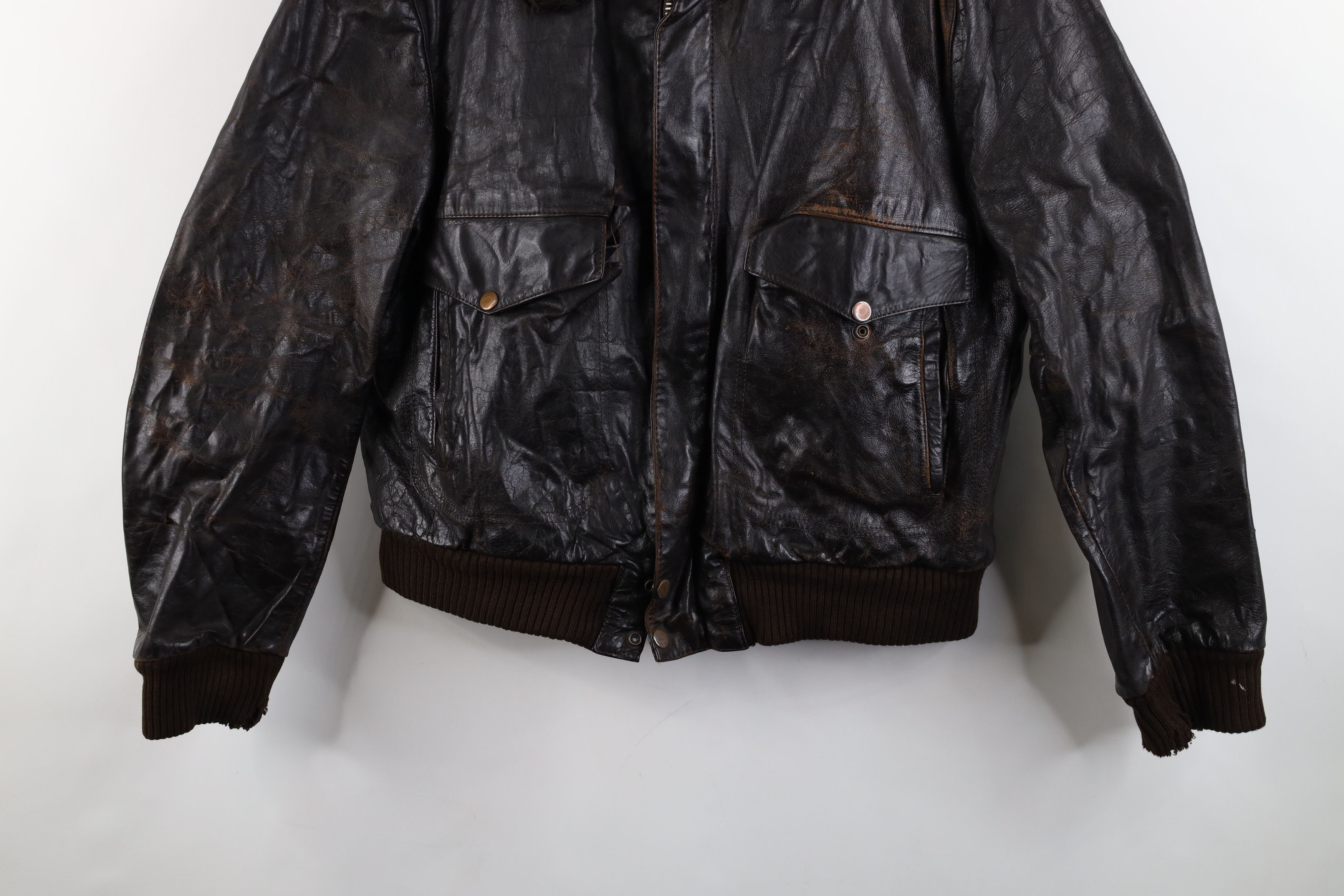 Vintage Vintage 70s Fleece Lined G-1 Flight Bomber Jacket Brown Size US L / EU 52-54 / 3 - 3 Thumbnail