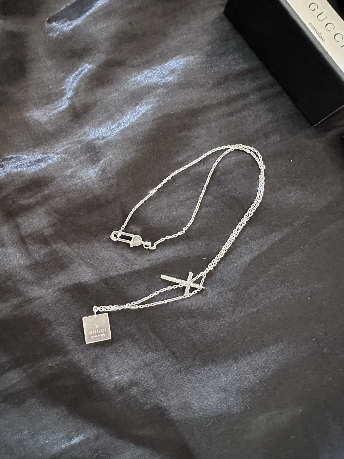 Gucci Gucci Necklace with Cross and Square Pendant Size ONE SIZE - 2 Thumbnail