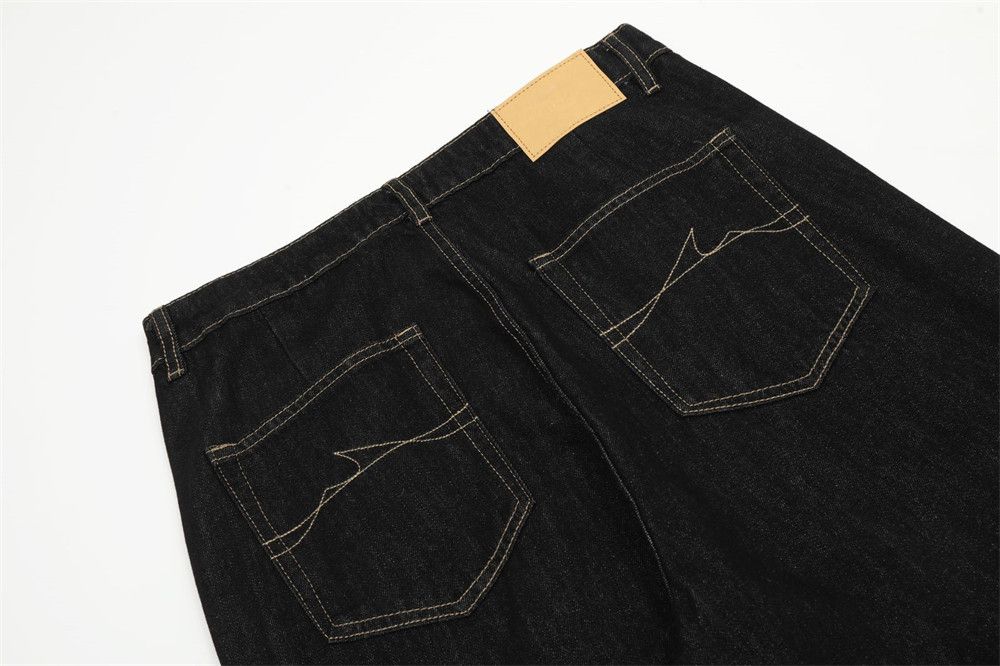Japanese Brand Trendy men's contrasting stitched loose casual jeans Size US 32 / EU 48 - 5 Thumbnail