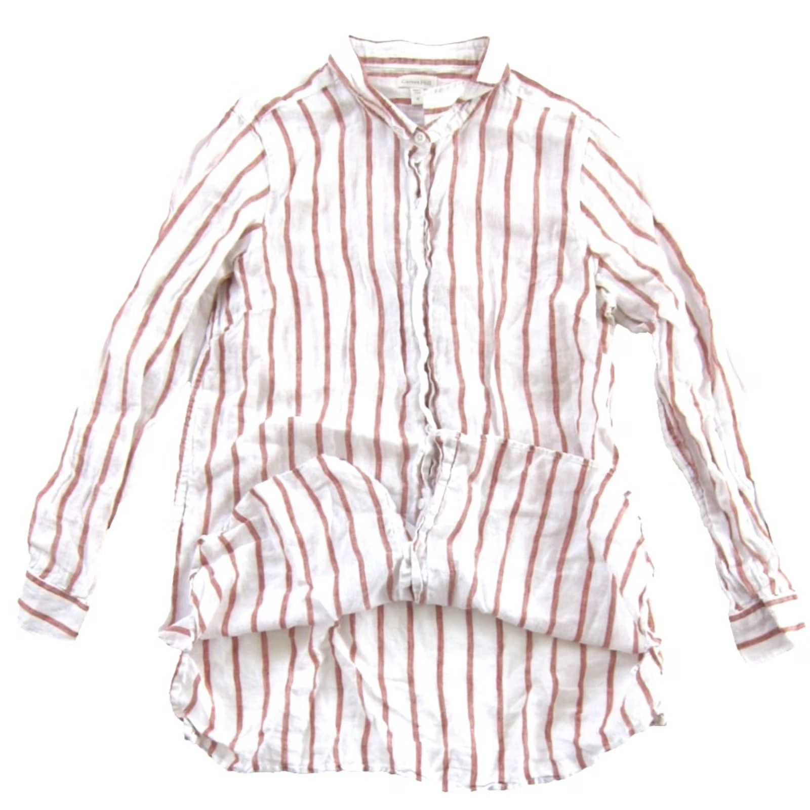 Vintage Garnet Hill Blouse Shirt 100% Linen Pink Stripe Collared Long Sleeve Button Down M Womens Size M / US 6-8 / IT 42-44 - 4 Thumbnail