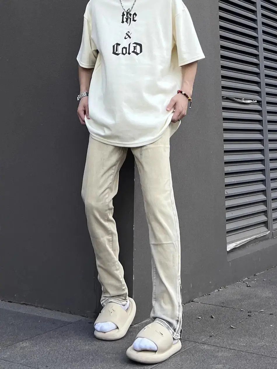 Japanese Brand Retro slim fit zipper split straight leg jeans Size US 32 / EU 48 - 2 Thumbnail