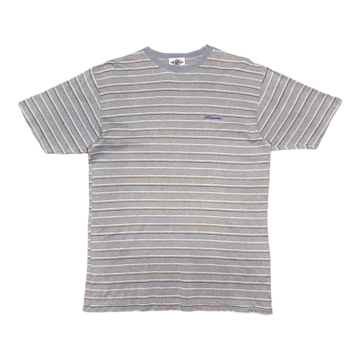 Vintage Vintage 90’s Bear Surfing Spellout Stripes T Shirt Size US L / EU 52-54 / 3 - 1 Thumbnail