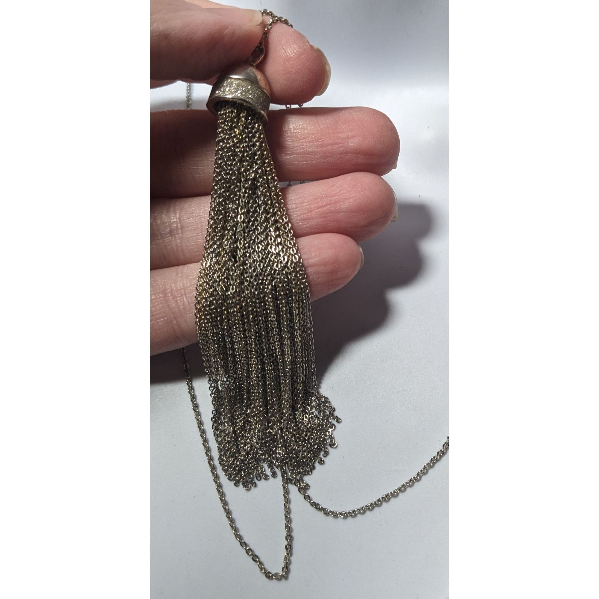 Loft Loft Silver Tone Fine Chain Glitter Tassel Necklace Size ONE SIZE - 7 Thumbnail