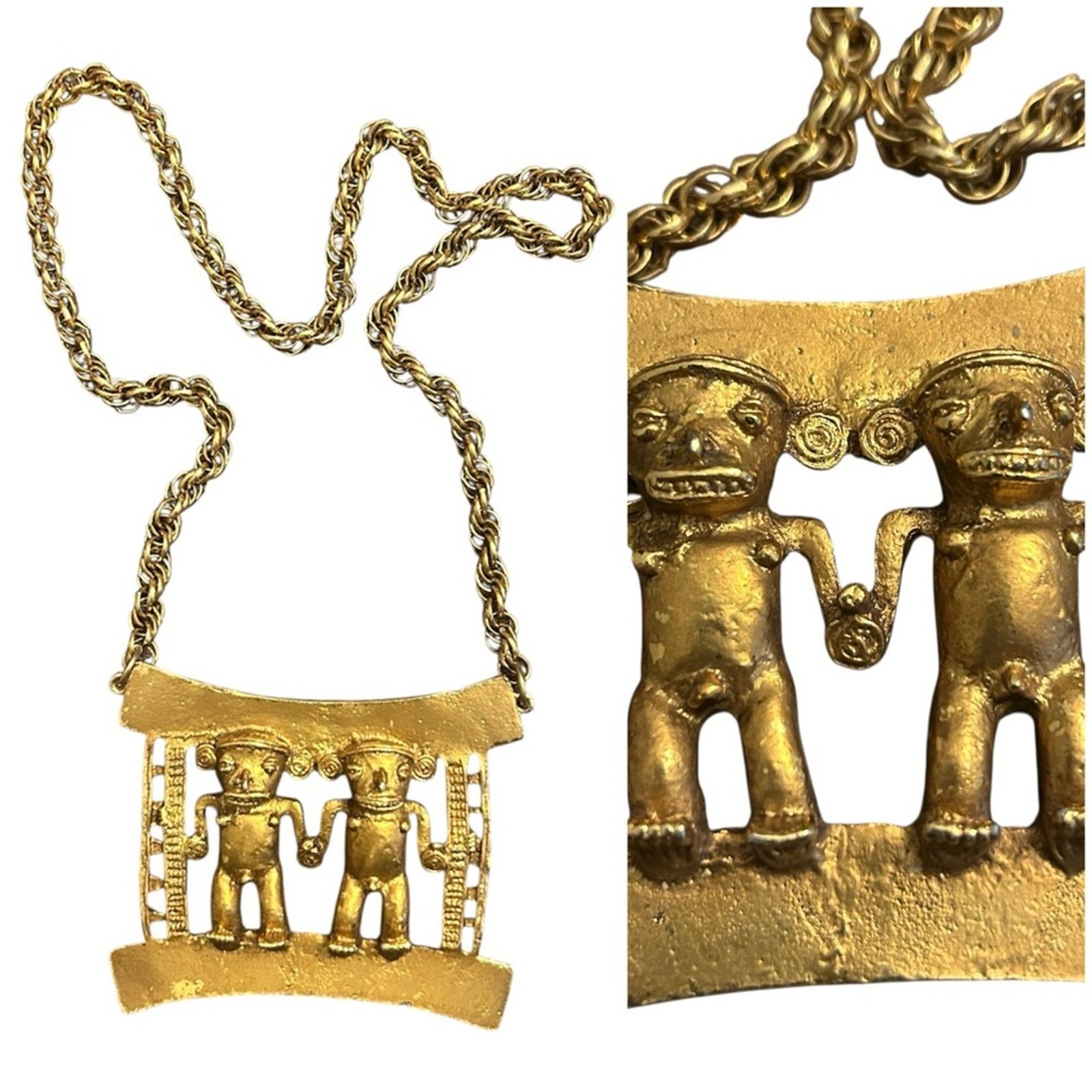 Vintage 70s Vintage Diquis Costa Rica Figure Large Pendant Necklace Size ONE SIZE - 1 Thumbnail