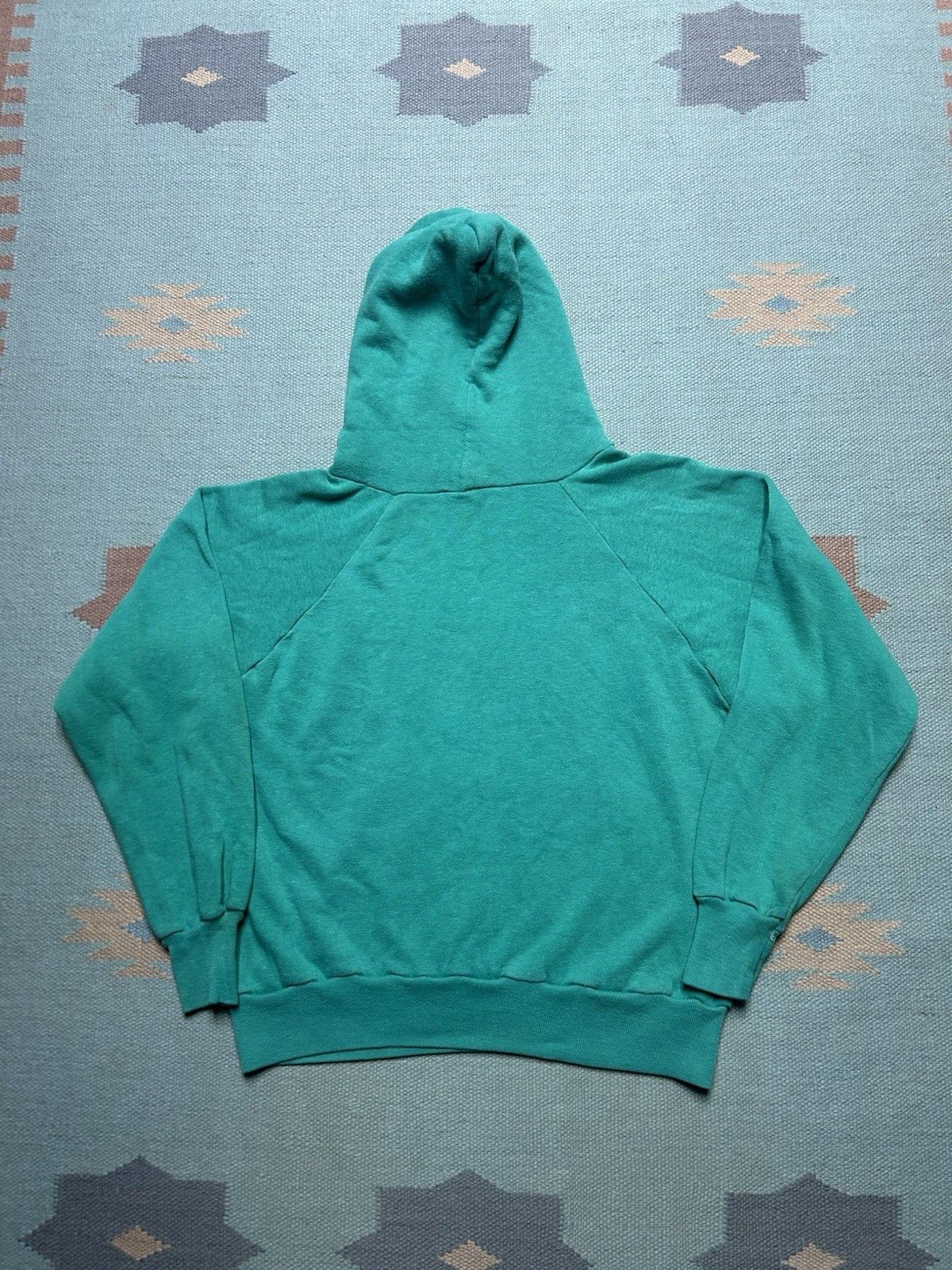 Vintage VTG 70s hoodie sweatshirt blank teal turquoise distressed M Size US M / EU 48-50 / 2 - 8 Thumbnail