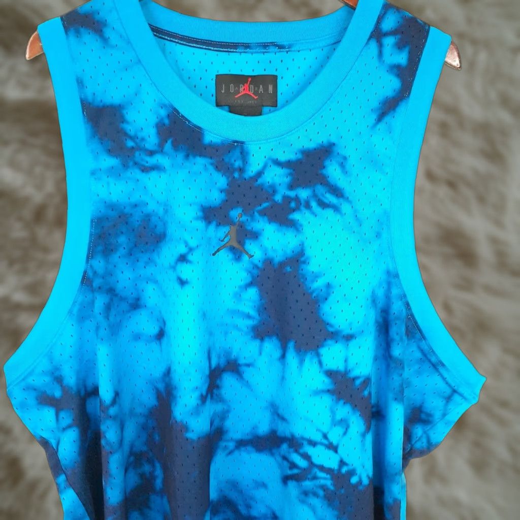Jordan Brand Nike Dri Fit Jordan Sport Tank Top Muscle Shirt Mens XL Open Arm Openings Blue Polyester Sleeveless Pullover Activewear Basketball Sports Shirt Size US XL / EU 56 / 4 - 1 Thumbnail