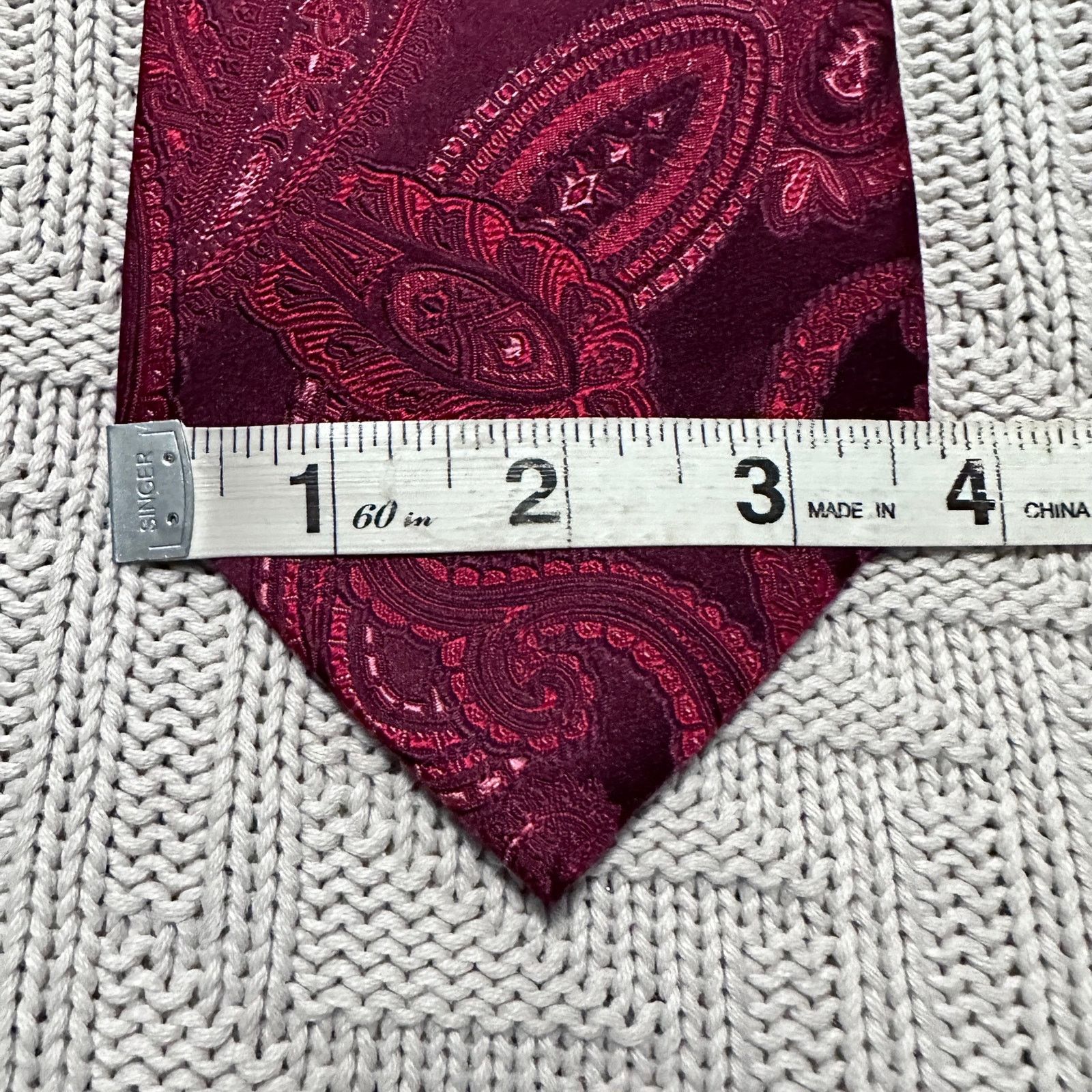 Sean John Sean John maroon red monotone paisley silk tie Size ONE SIZE - 5 Thumbnail