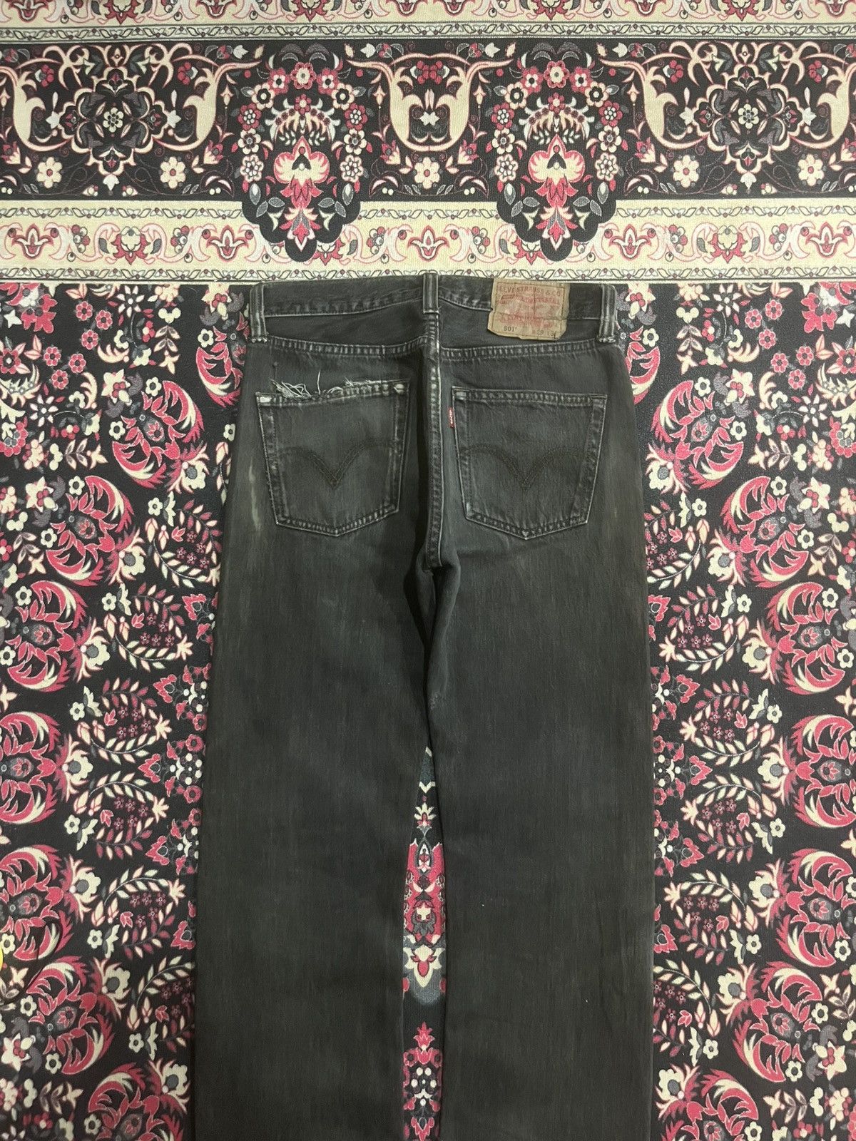 Levi's Vintage Y2K Levi’s 501 Black Faded Washed Frayed Leg Jeans Size US 29 - 9 Thumbnail