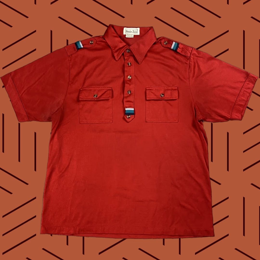 Vintage VTG 70S 80S HARBOR TOWN MENS PILOTS NAUTICAL POLO SHIRT RED BEACH SAILING SZ L Size US L / EU 52-54 / 3 - 1 Thumbnail