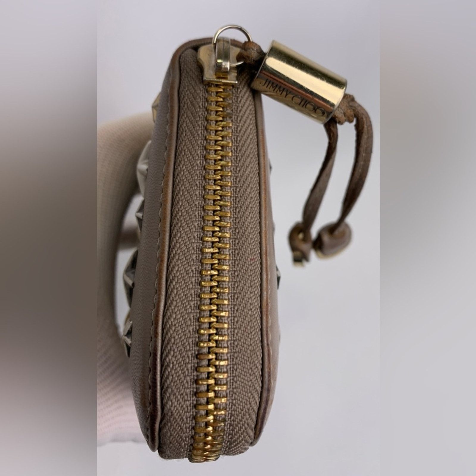 Jimmy Choo Jimmy Choo Filipe Star-Studded Brown Leather Zip Long Wallet Size ONE SIZE - 2 Thumbnail