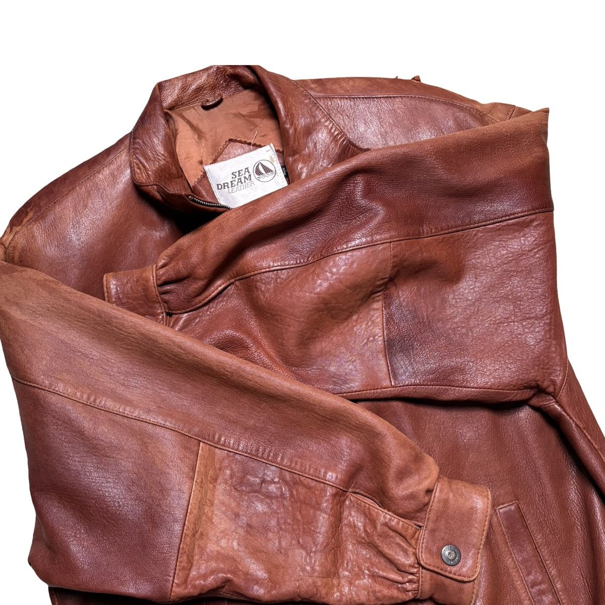 Other Vintage Sea Dream Leather Brown Leather Bomber Jacket Fade L Size US L / EU 52-54 / 3 - 7 Thumbnail