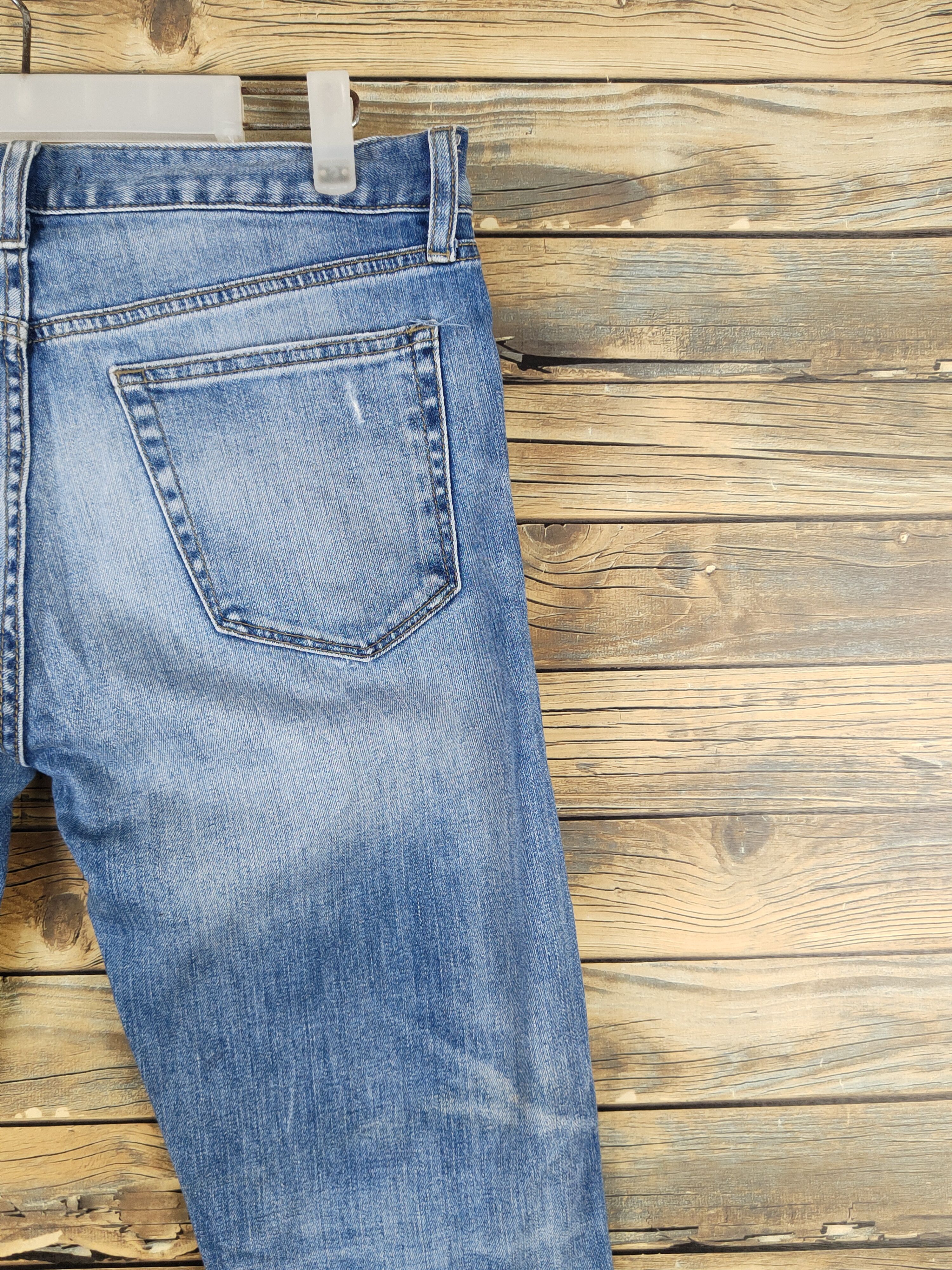 Japanese Brand Uniqlo fabric by Kaihara Blue Distressed Ripped Jeans #W1405 Size US 31 - 10 Thumbnail