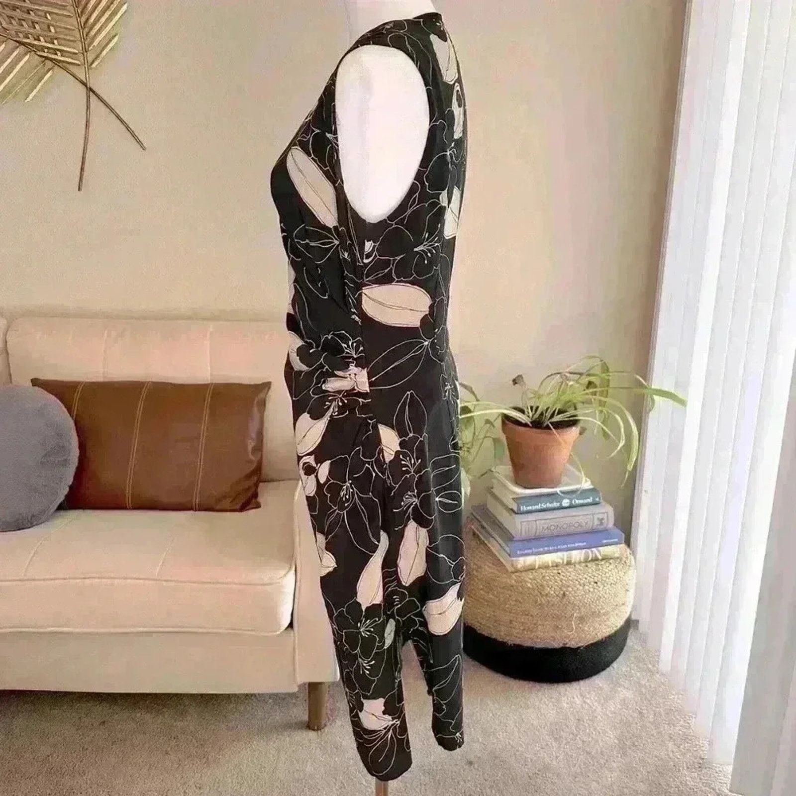 Max Mara MAX MARA Pura Seta Black Ivory Floral SILK Dress 8 Size M / US 6-8 / IT 42-44 - 2 Thumbnail